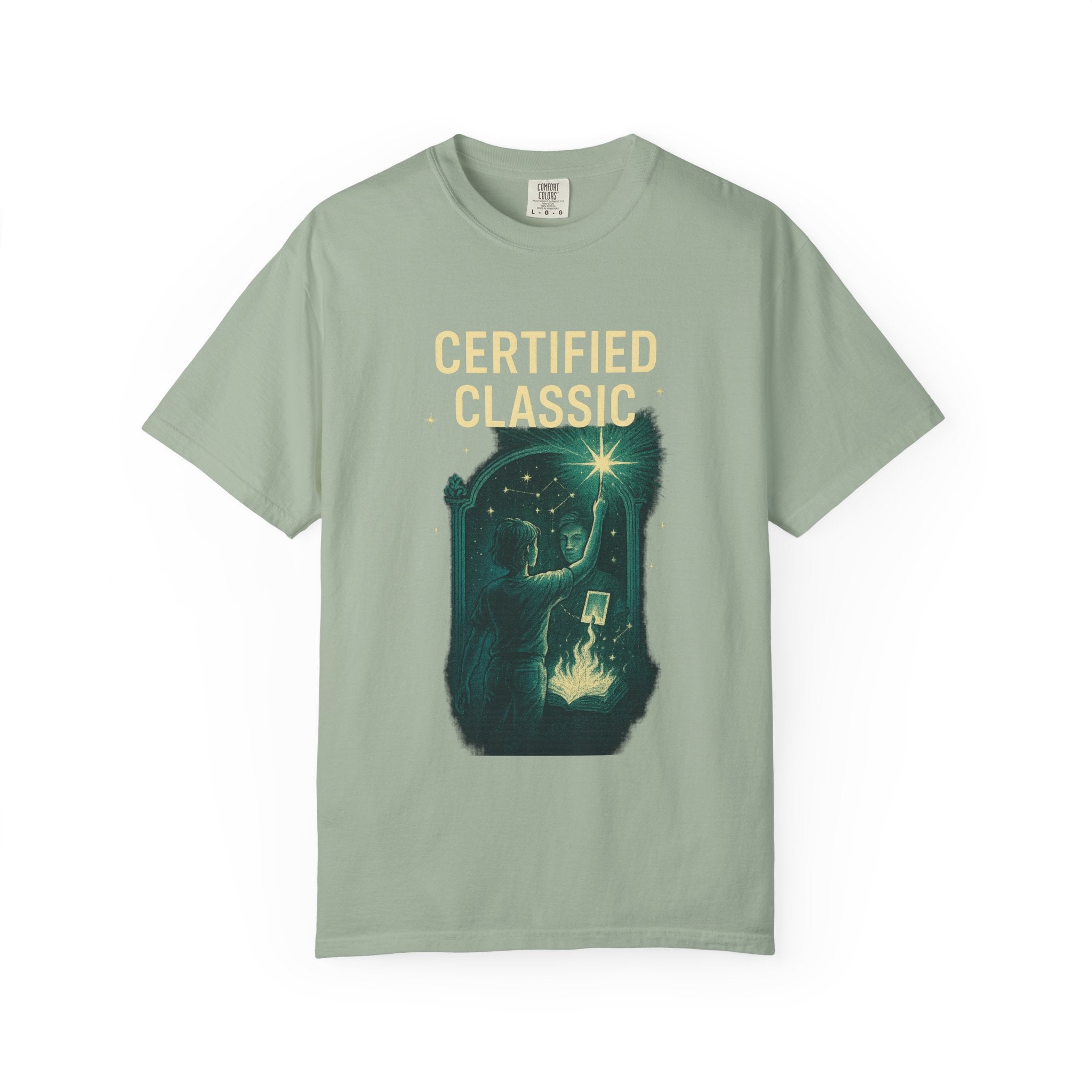 PRB Certified Classic illustration T-shirt | vintage camping, night sky, campfire by Power Runs Black