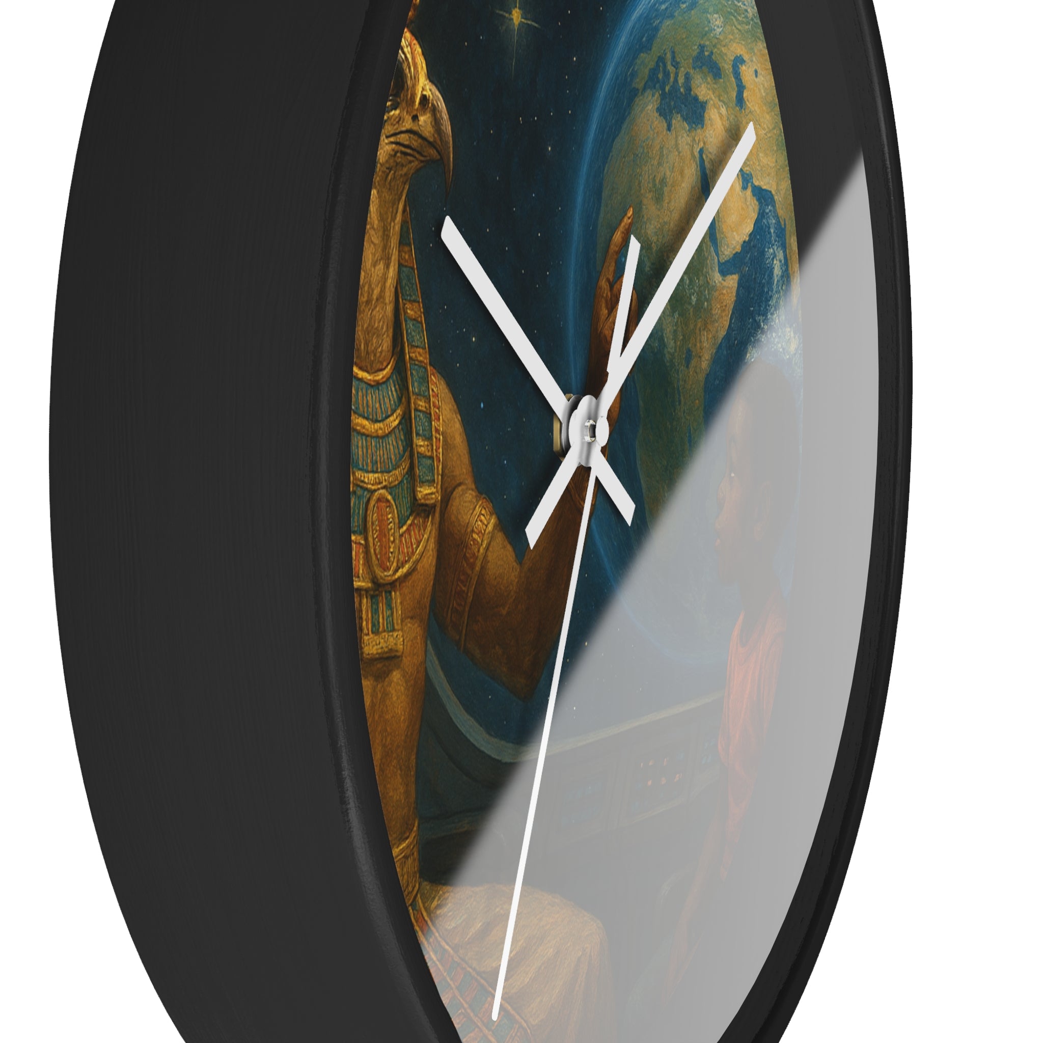 PRB Egyptian God Horus Wall Clock — Child & World Fantasy Space Art by Power Runs Black