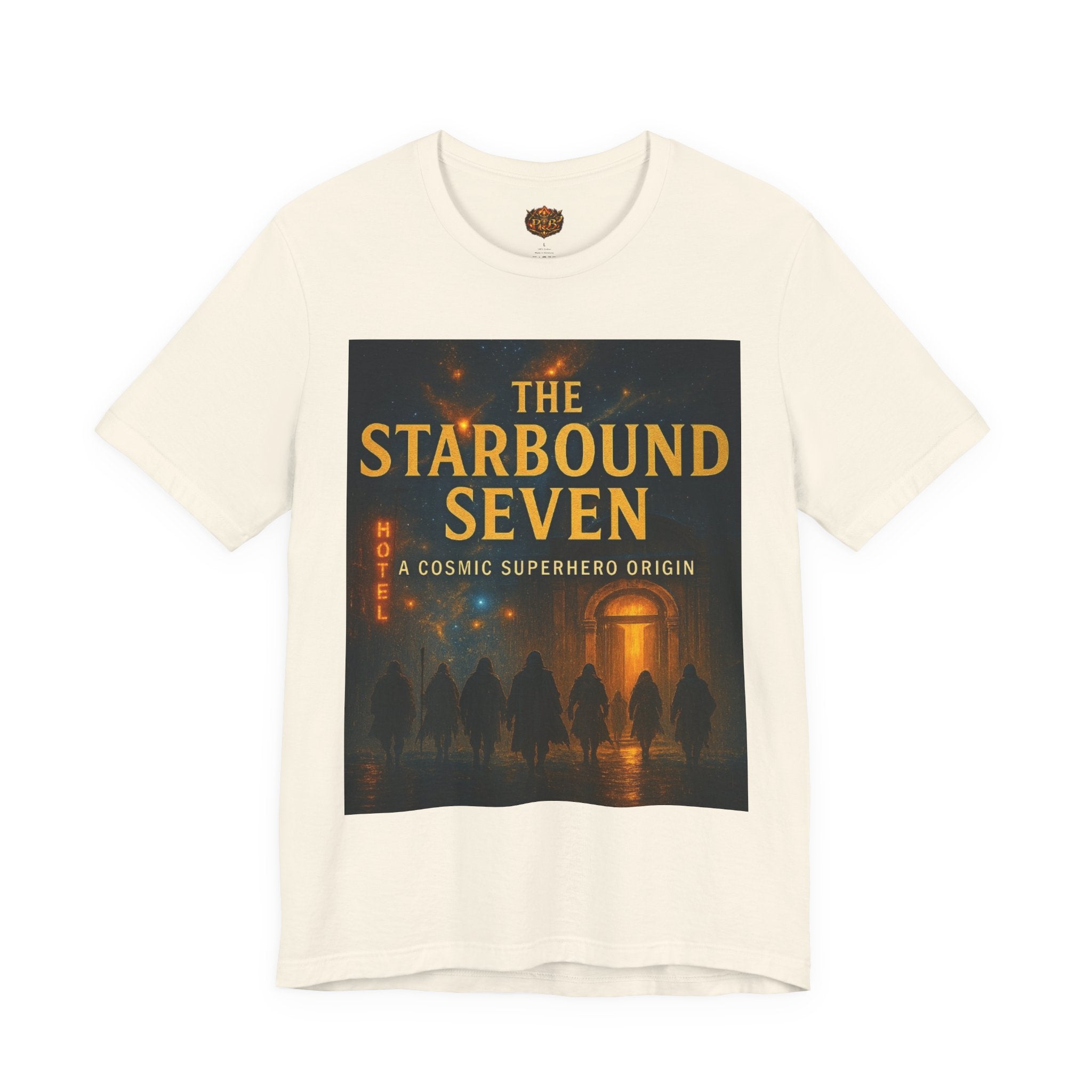 Power Runs Black PRB The Starbound Seven Tee – Retro Cosmic Superhero Poster Shirt by Power Runs Black
