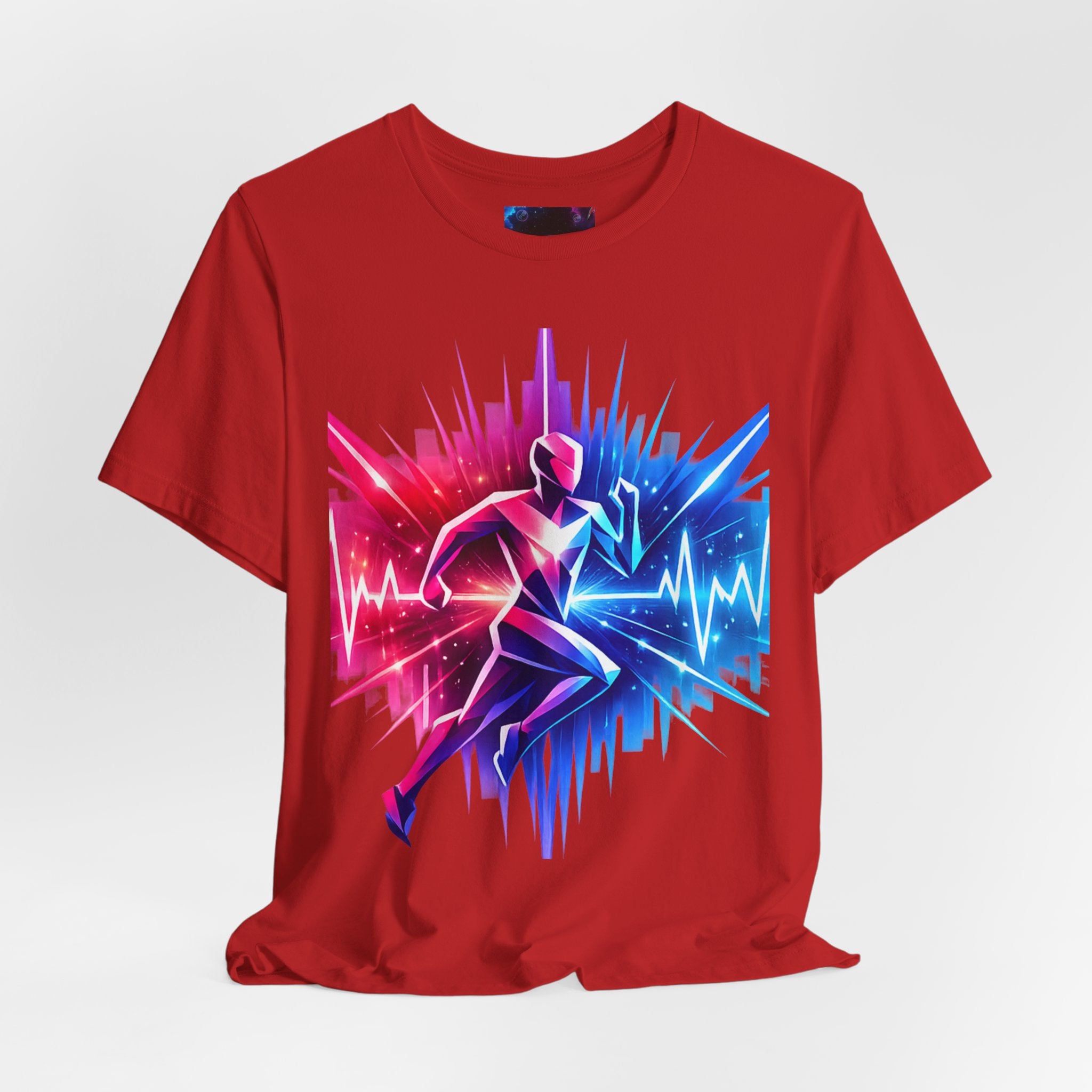 Power Runs Black PRB Running Pulse Graphic Tee — Neon Runner Heartbeat Sports T‑Shirt by Power Runs Black