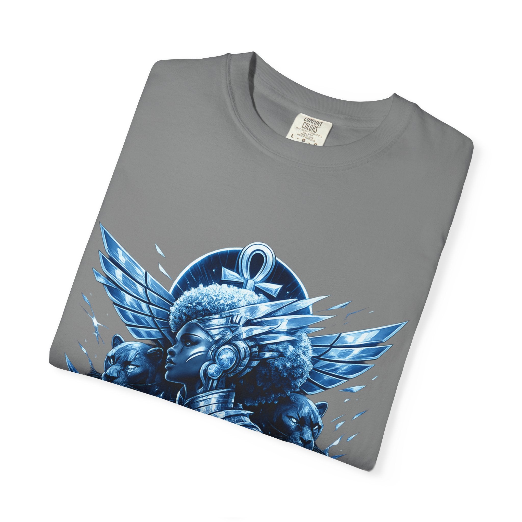 Power of Black Graphic T-Shirt — Egyptian Ankh Warrior Design by Power Runs Black