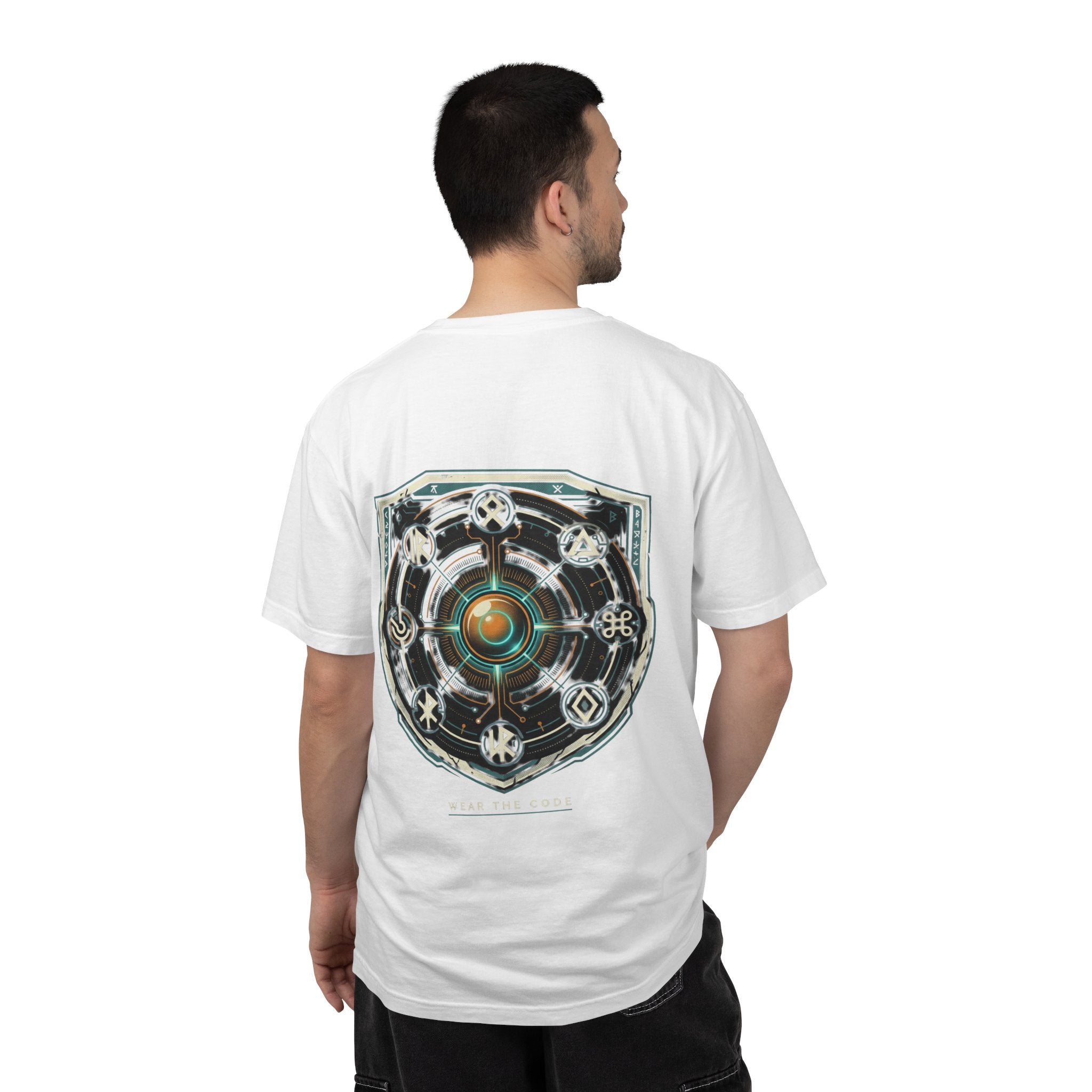 Power Runs Black PRB "Wear The Code" Mystic Shield T-Shirt — Geometric Sigil Graphic Tee by Printify