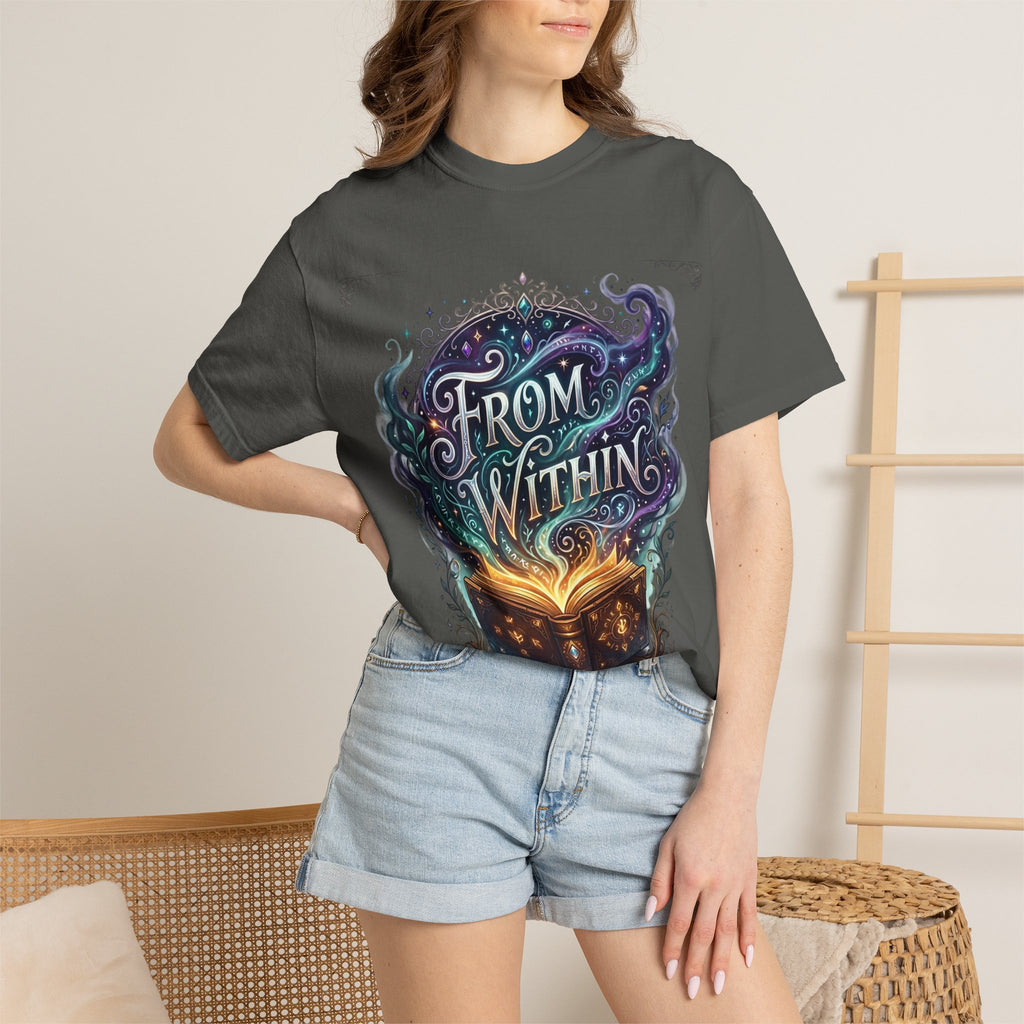 Power Runs Black PRB From Within Magic Book T-Shirt — Fantasy Illustrated Graphic Tee by Printify