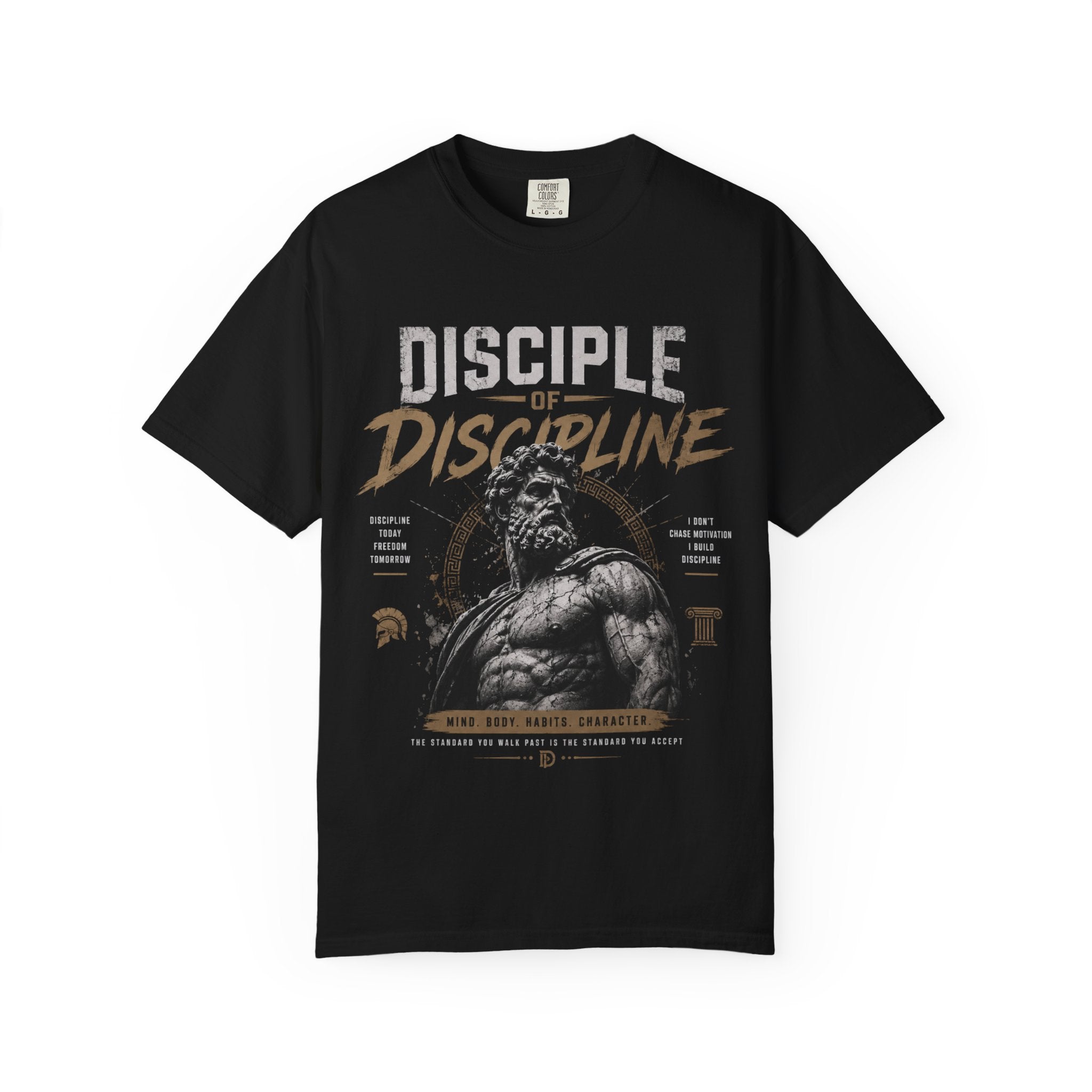 Printify PRB Disciple of Discipline T-Shirt — Motivational Vintage Greek Warrior Tee - T-Shirt