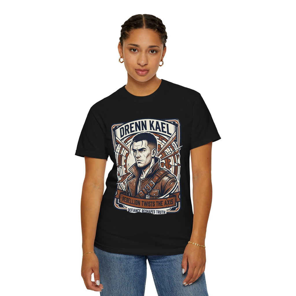 Power Runs Black PRB Drenn Kael Portrait T-Shirt — "Rebellion Twists the Axis" Graphic Tee by Power Runs Black