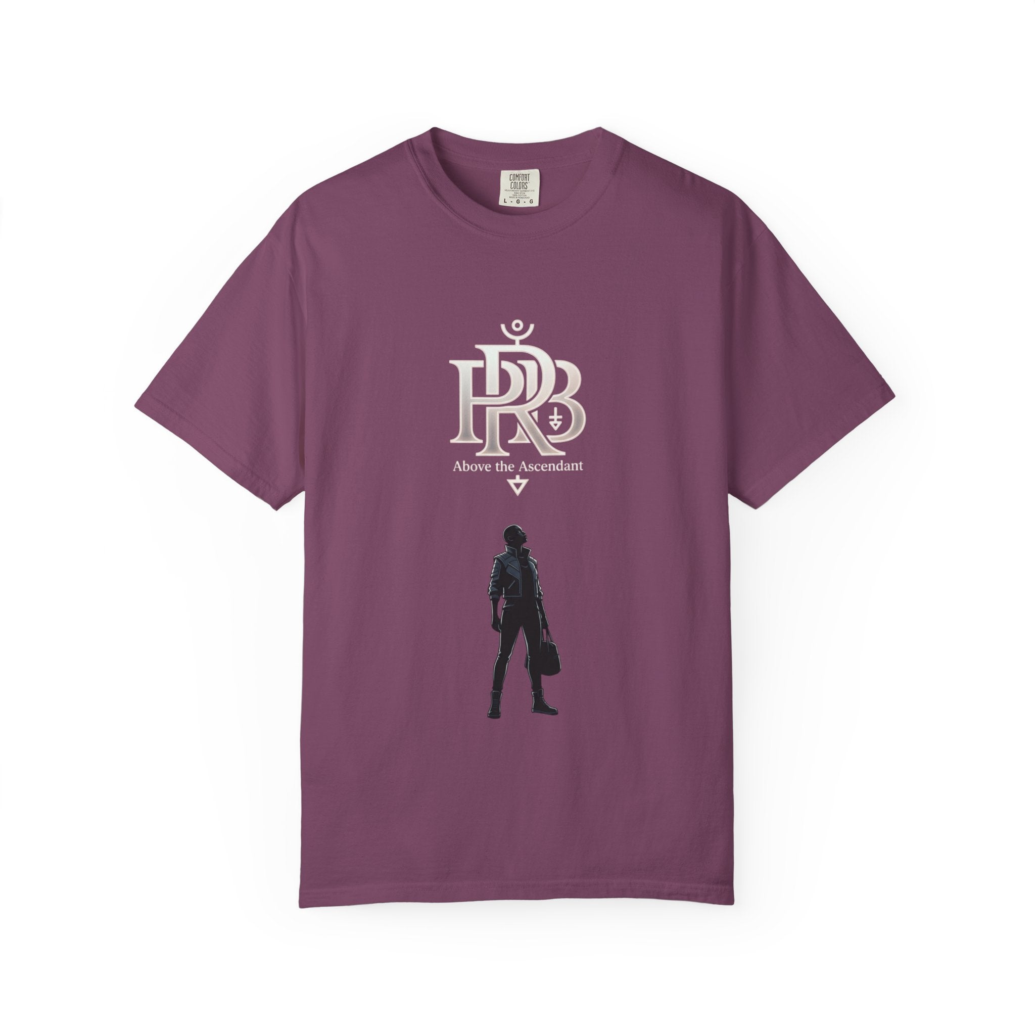 Printify Silhouette Logo T‑Shirt — Minimalist Dressed Figure & PRD Monogram - T-Shirt