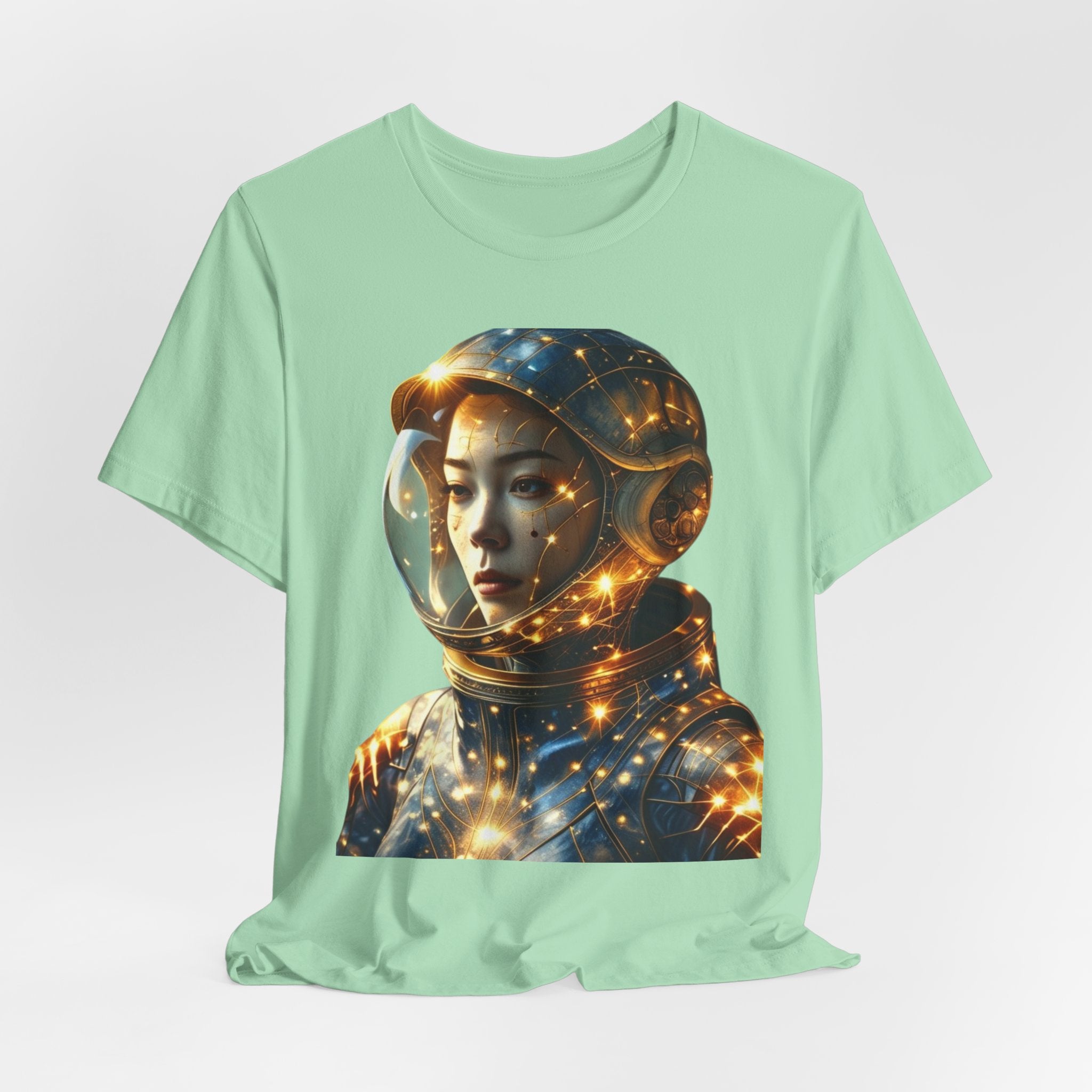 PRB Astronaut Portrait Tee — Starry Cosmic Helmet Graphic T-Shirt by Power Runs Black