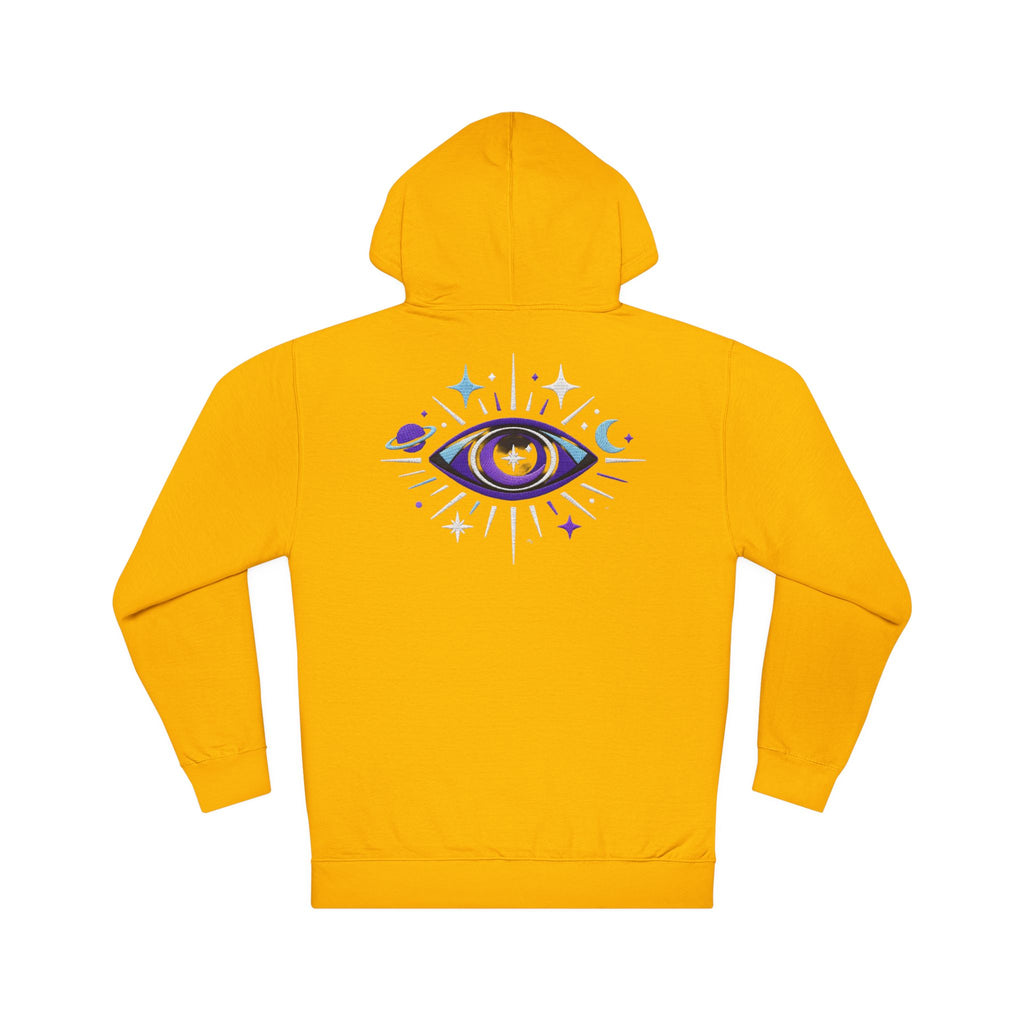 PRB Mystic Purple All-Seeing Eye Hoodie | Celestial Stars Moon by Power Runs Black