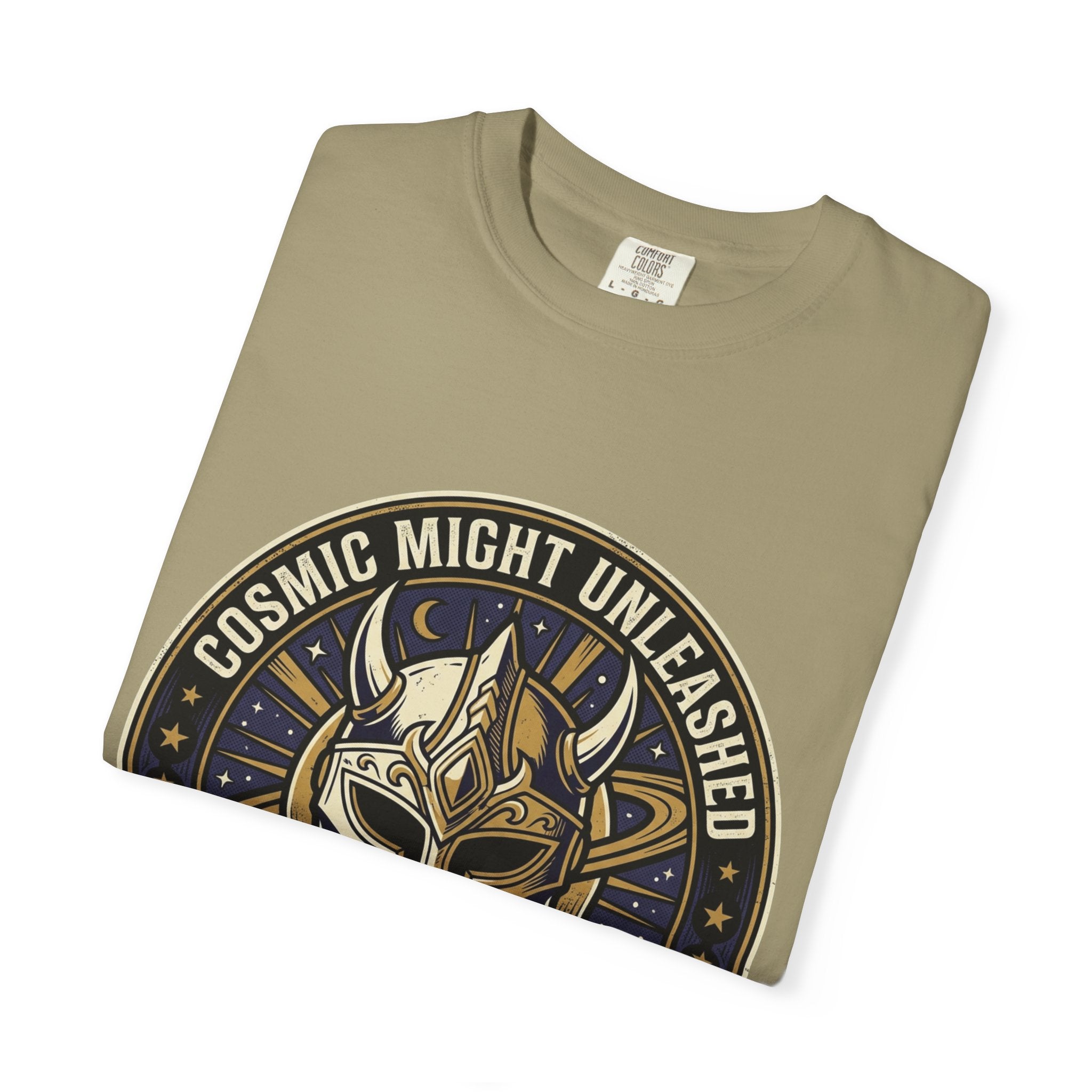 PRB Starforged Flex Cosmic Might Unleashed T-Shirt — Mythic Helmet Graphic Tee by Power Runs Black