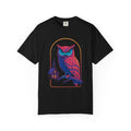 PRB Neon Owl Illustration T-Shirt | Night Church Graphic Tee by Power Runs Black