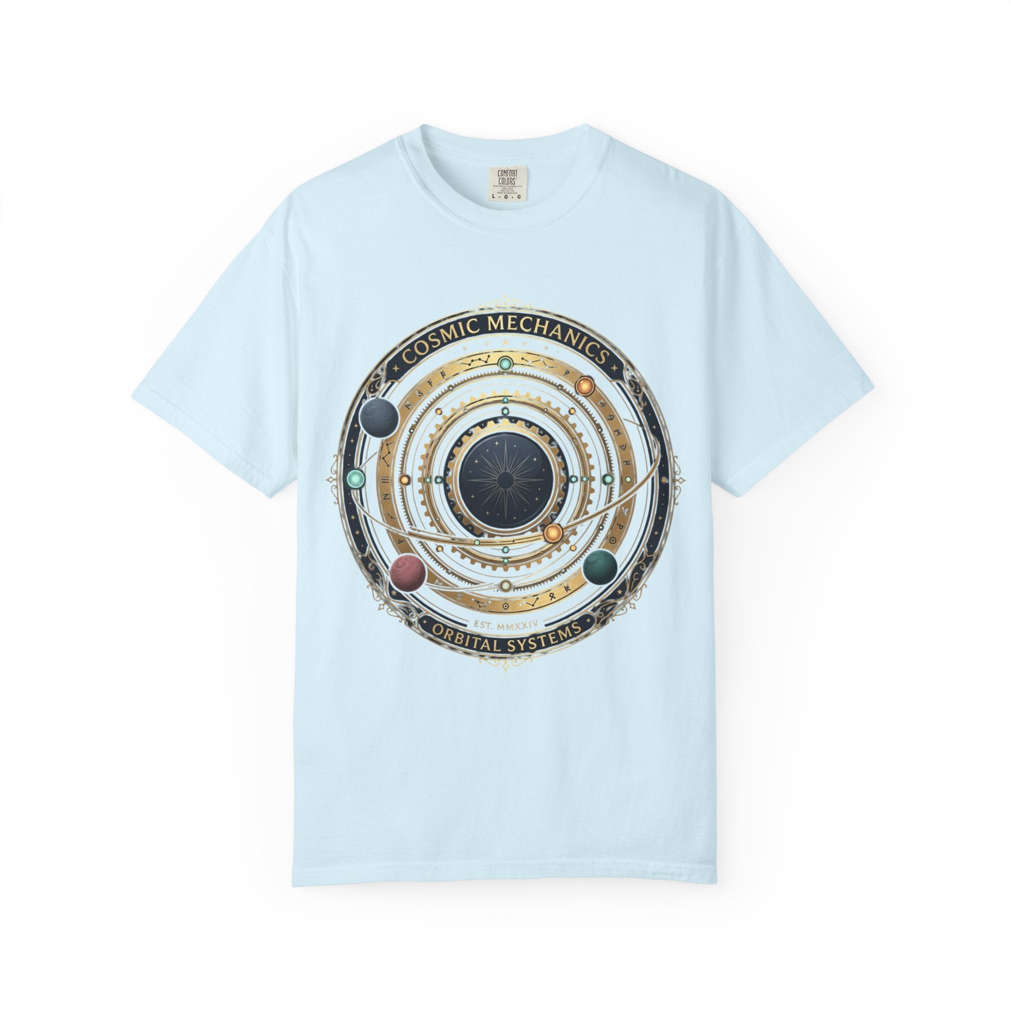 PRB Cosmic Mechanics Solar System Graphic T-Shirt | Planetary Orbit Tee by Printify