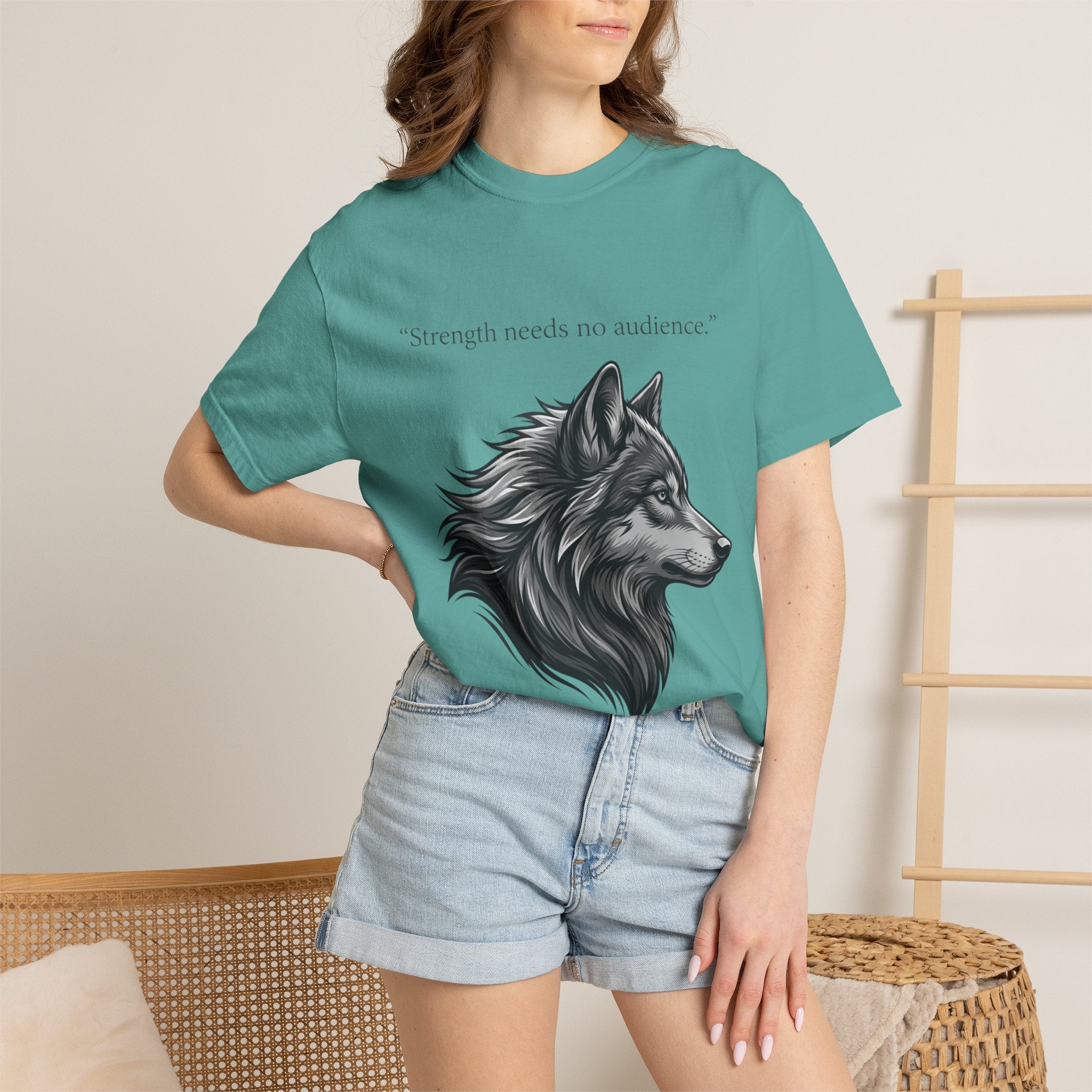 PRB Wolf Head T-Shirt — "Strength needs no audience" Inspirational Graphic Tee by Printify