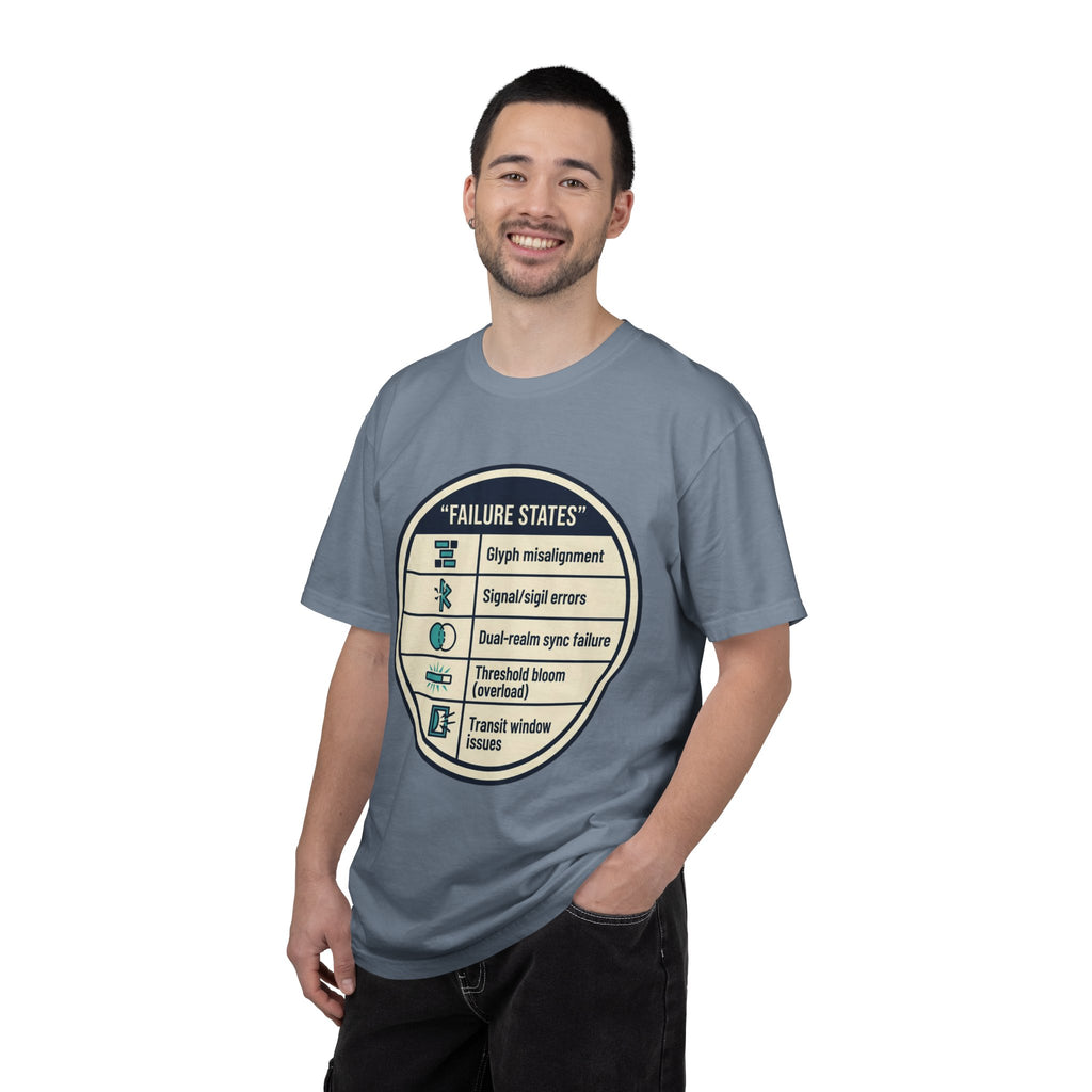 Power Runs Black PRB Failure States T-Shirt — Sci‑Fi Status Badge Graphic Tee by Printify