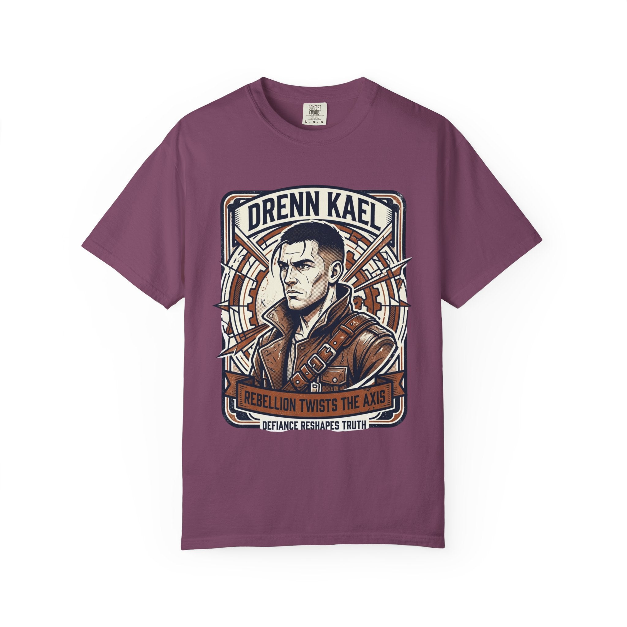 Power Runs Black PRB Drenn Kael Portrait T-Shirt — "Rebellion Twists the Axis" Graphic Tee by Printify