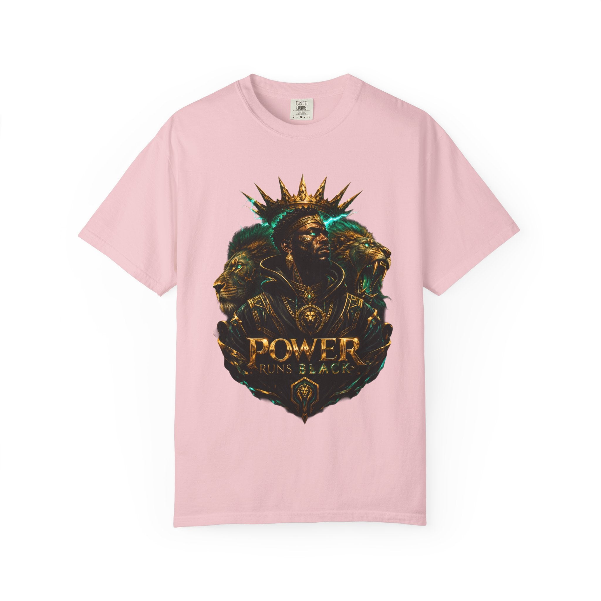 Power Runs Black PRB Green Angel Graphics Tee by Power Runs Black