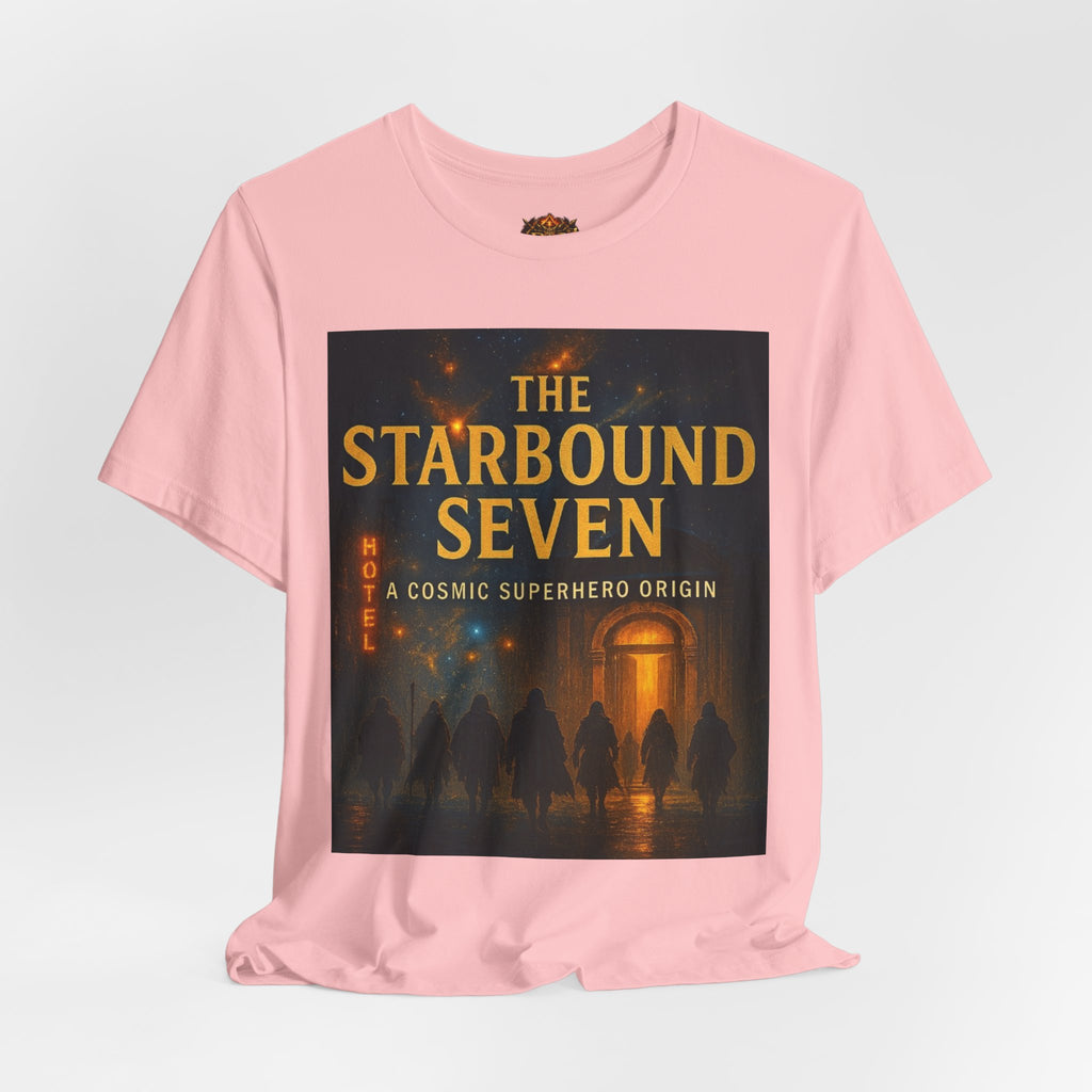 Power Runs Black PRB The Starbound Seven Tee – Retro Cosmic Superhero Poster Shirt by Power Runs Black