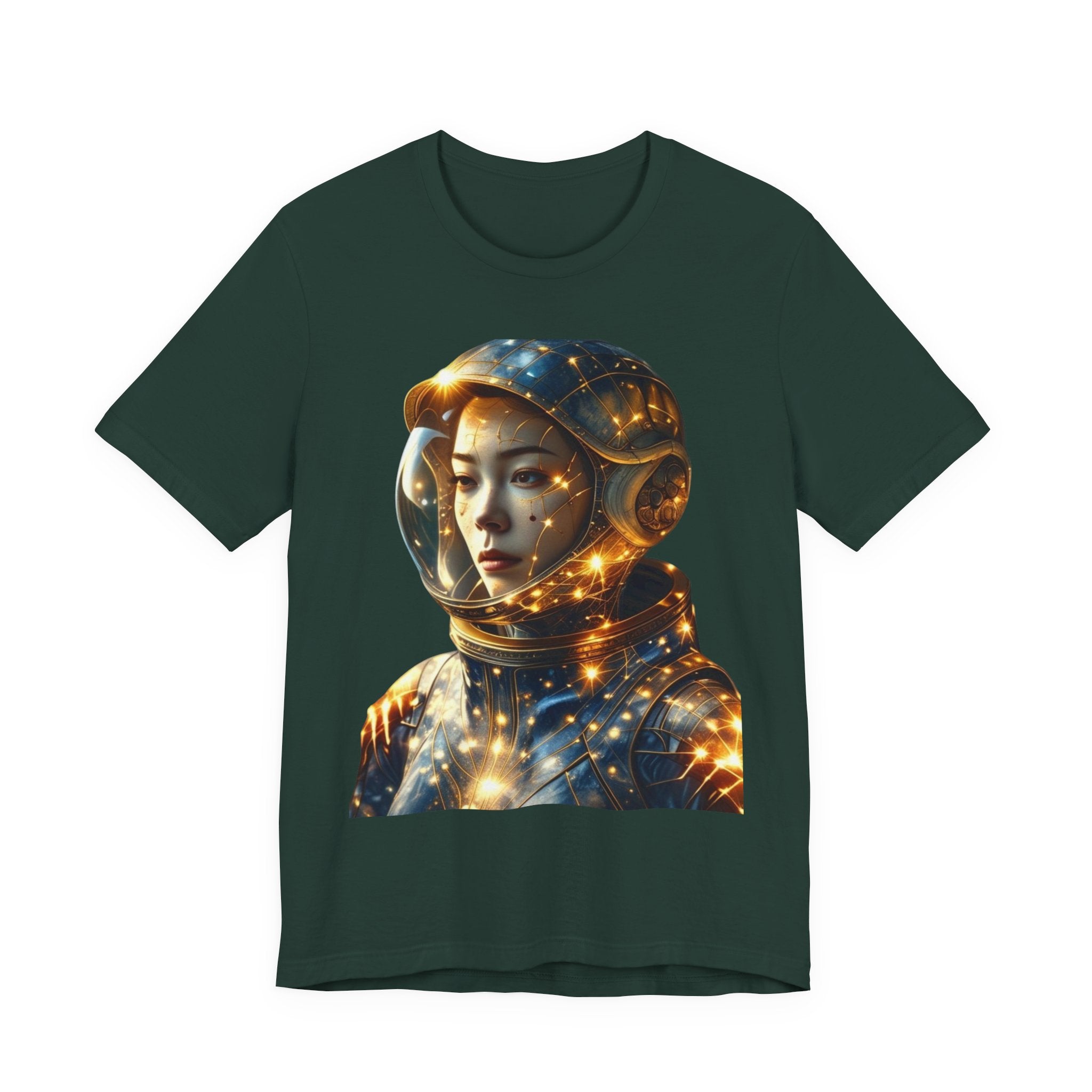 PRB Astronaut Portrait Tee — Starry Cosmic Helmet Graphic T-Shirt by Power Runs Black