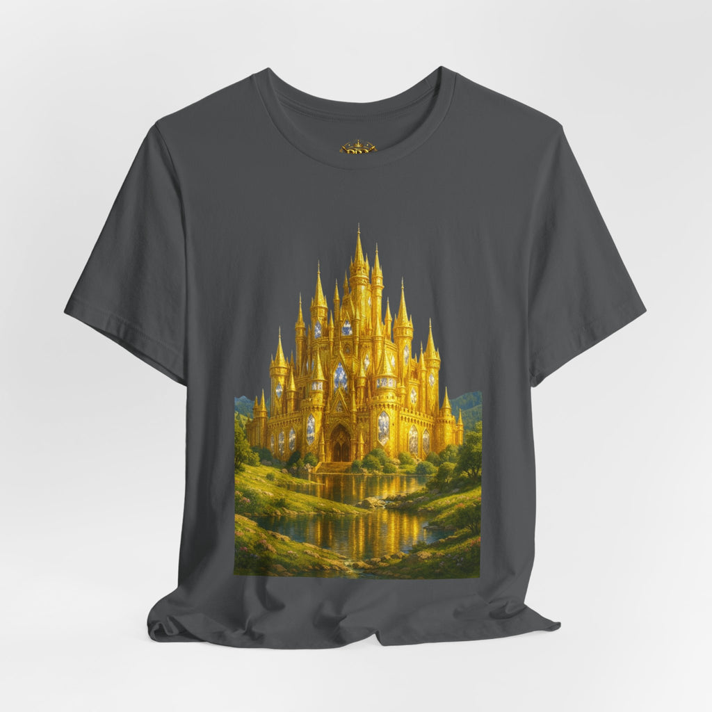 PRB Golden Fantasy Castle Tee | Magical Kingdom Illustration, Fairytale Scene by Printify