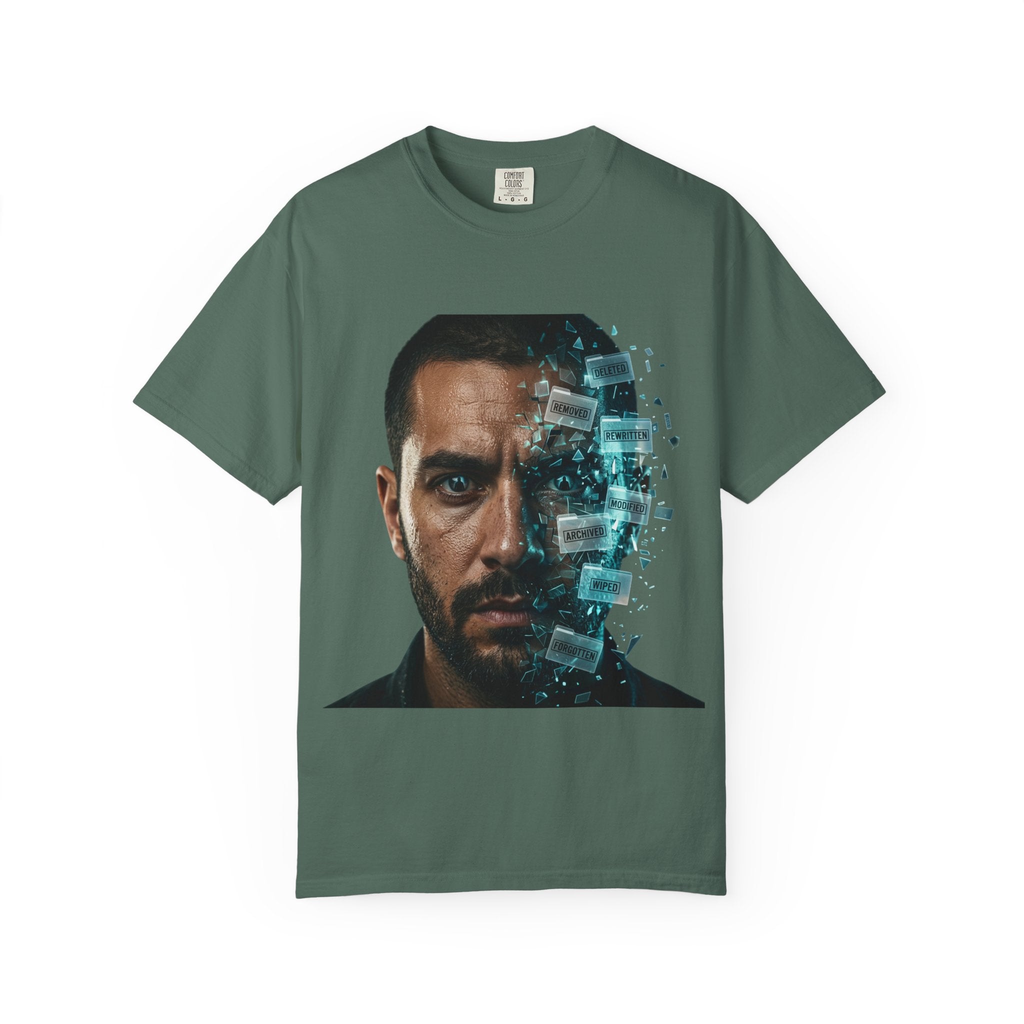 Syndication Loop Cyberpunk Portrait Tee — Tech-Noir Graphic T-Shirt | Power Runs Black by Printify