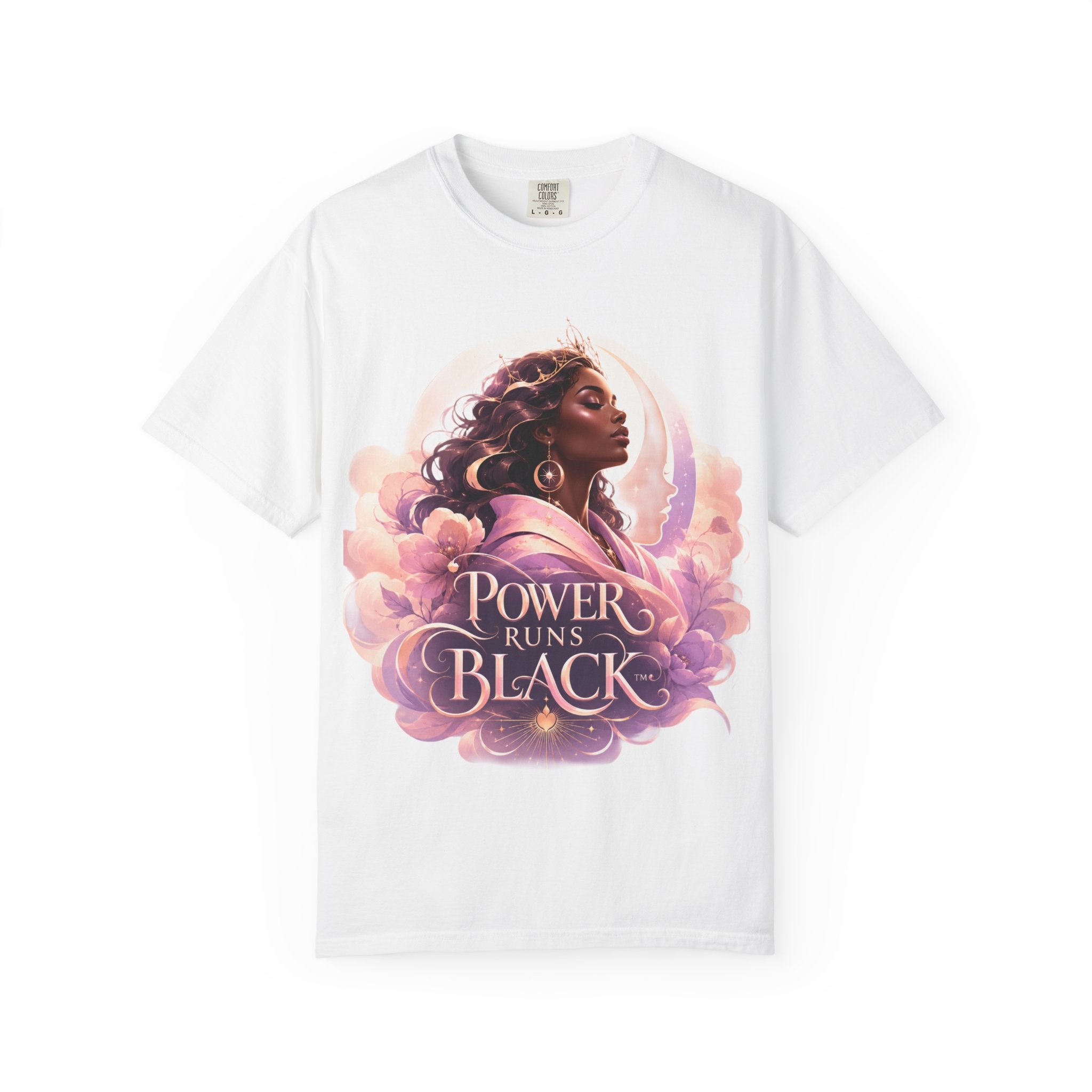 Power Runs Black graphic tee | Black woman portrait, Afro empowerment shirt by Power Runs Black