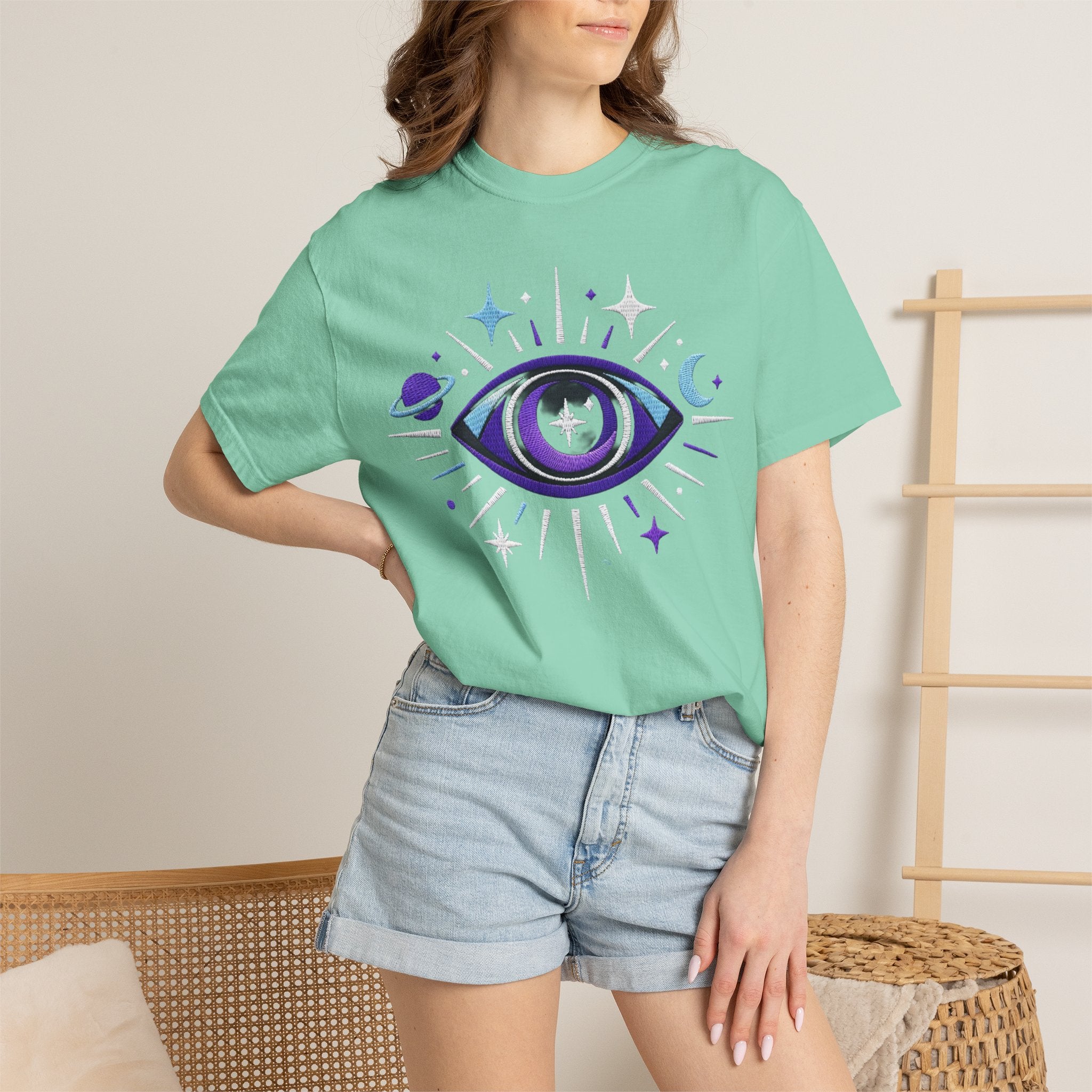 PRB Mystic All-Seeing Eye T-shirt | Cosmic Moon and Stars by Power Runs Black
