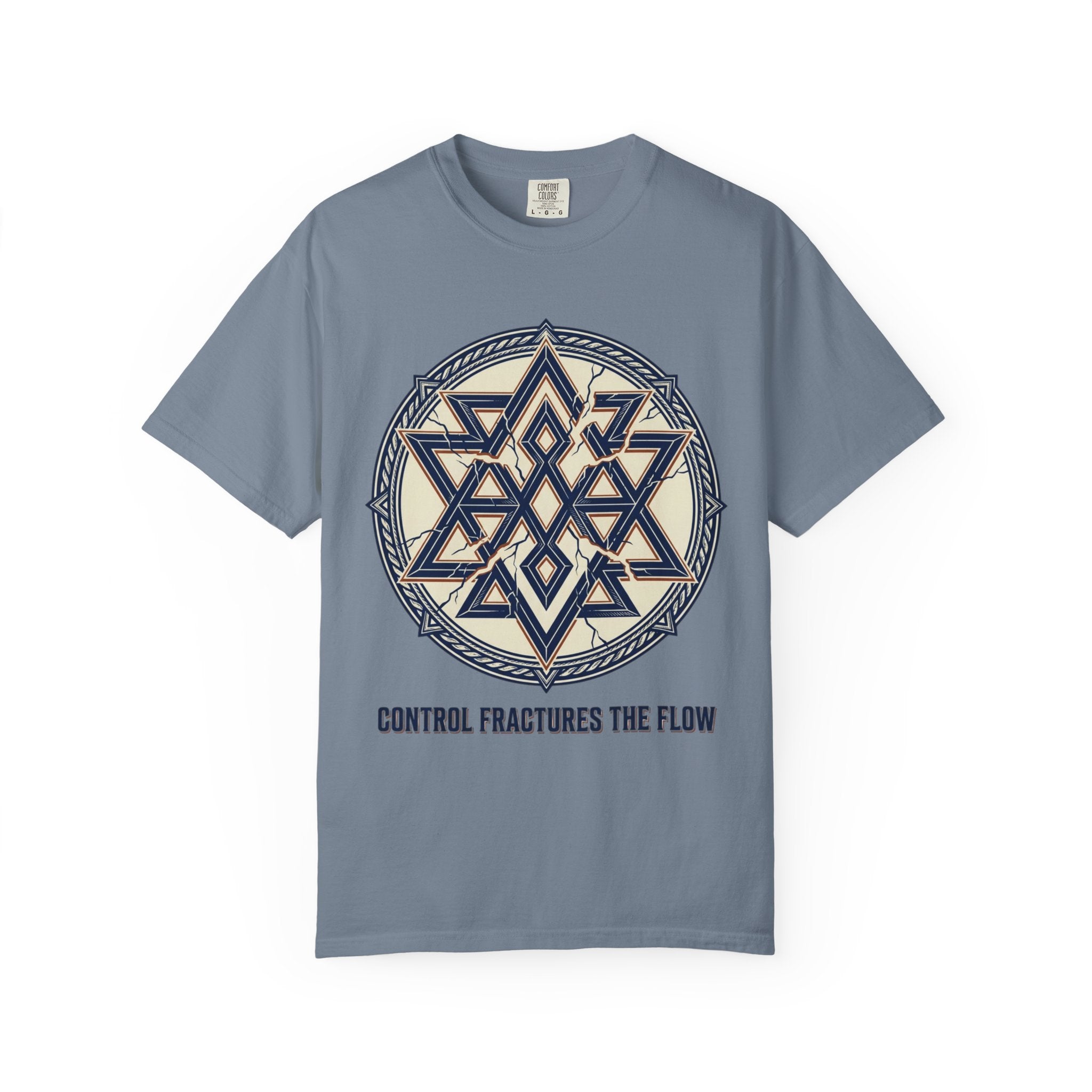 Power Runs Black PRB Geometric Star Mandala T-Shirt — "Control Fractures the Flow" Graphic Tee by Power Runs Black