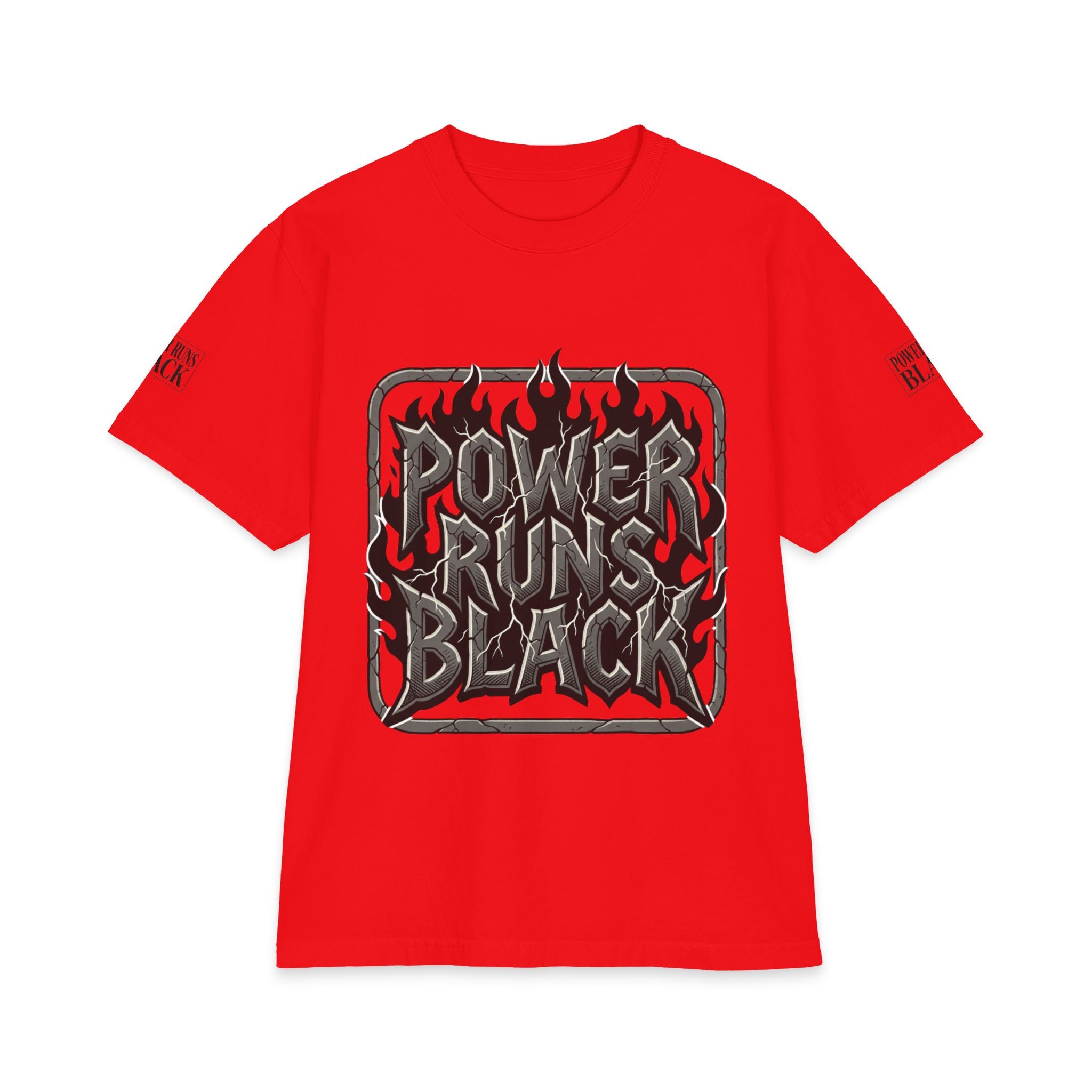 Power Runs Black Graphic T-Shirt — Bold Monochrome Streetwear by Printify