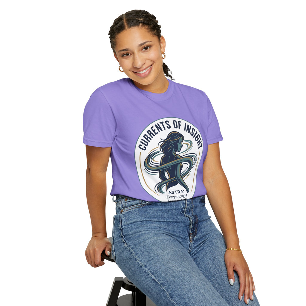 Power Runs Black Currents of Insight T-Shirt — 'Astra: Every thought leaves a trail' Graphic Tee by Power Runs Black