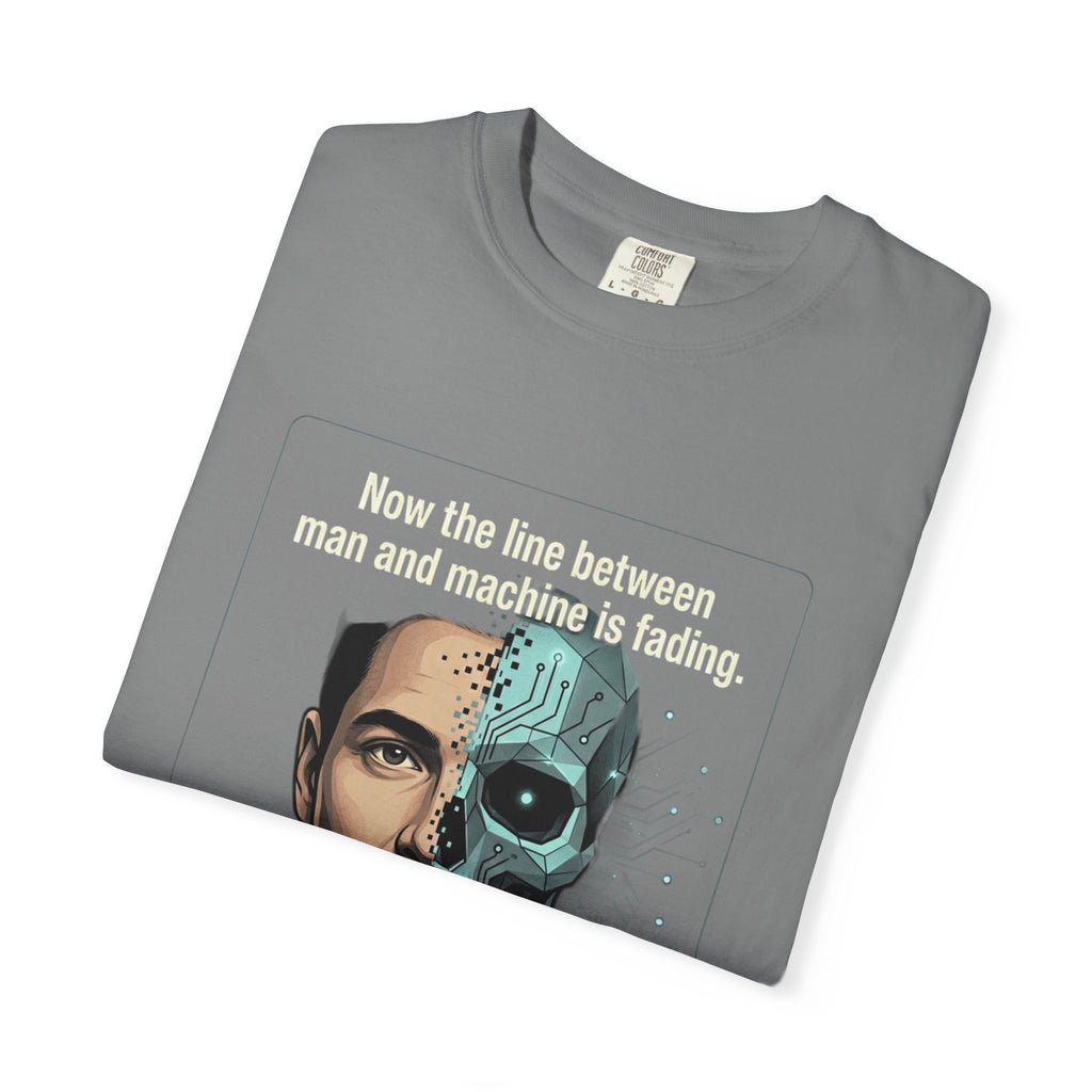 Power Runs Black AI Fusion Graphic T-Shirt — "The Core Age" Split Face Design by Power Runs Black