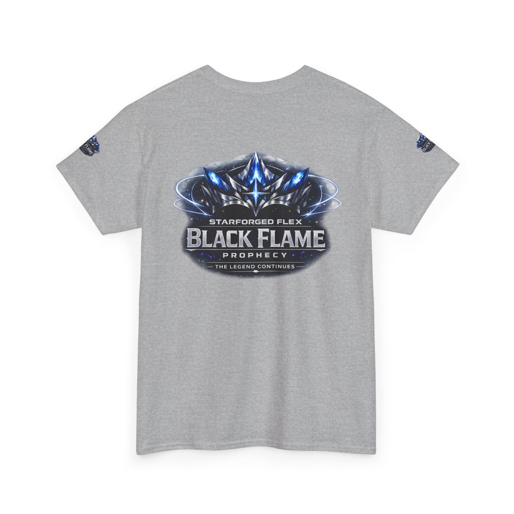 PRB Black Flame Prophecy Tee — Starforged Flex Graphic T‑Shirt by Power Runs Black