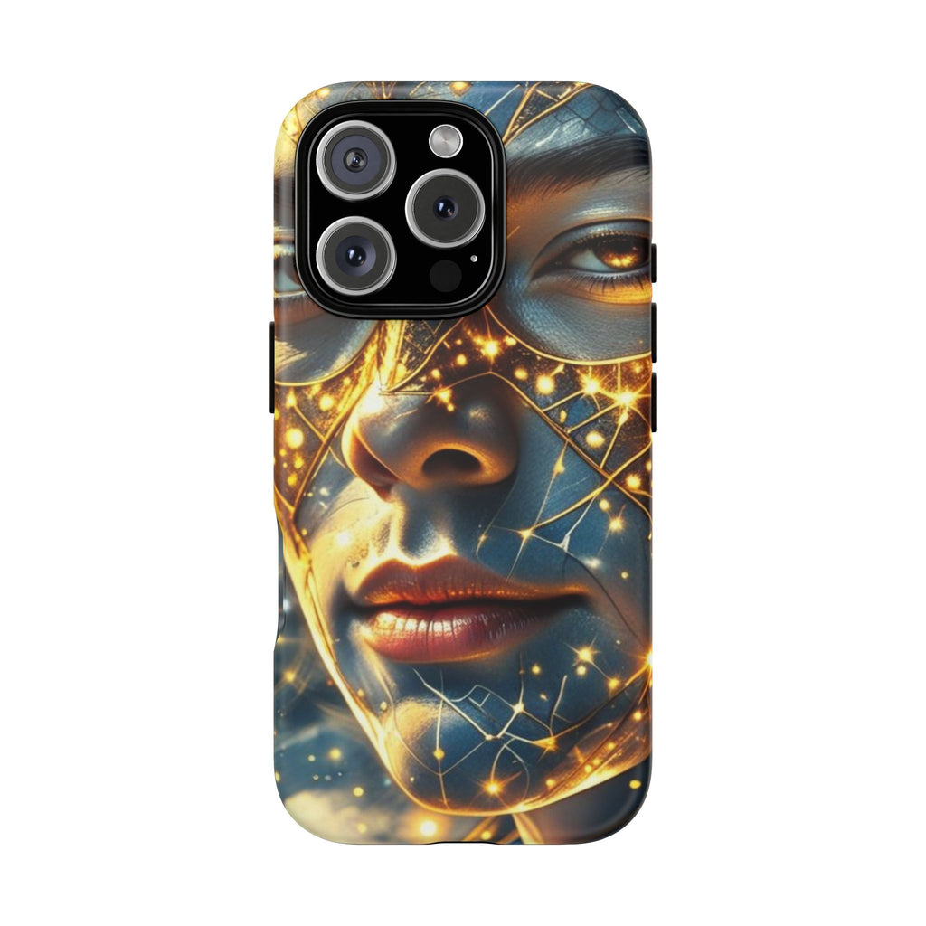 PRB Galactic Portrait Tough Case | Cosmic Face Phone Case, Starry Nebula Design by Power Runs Black