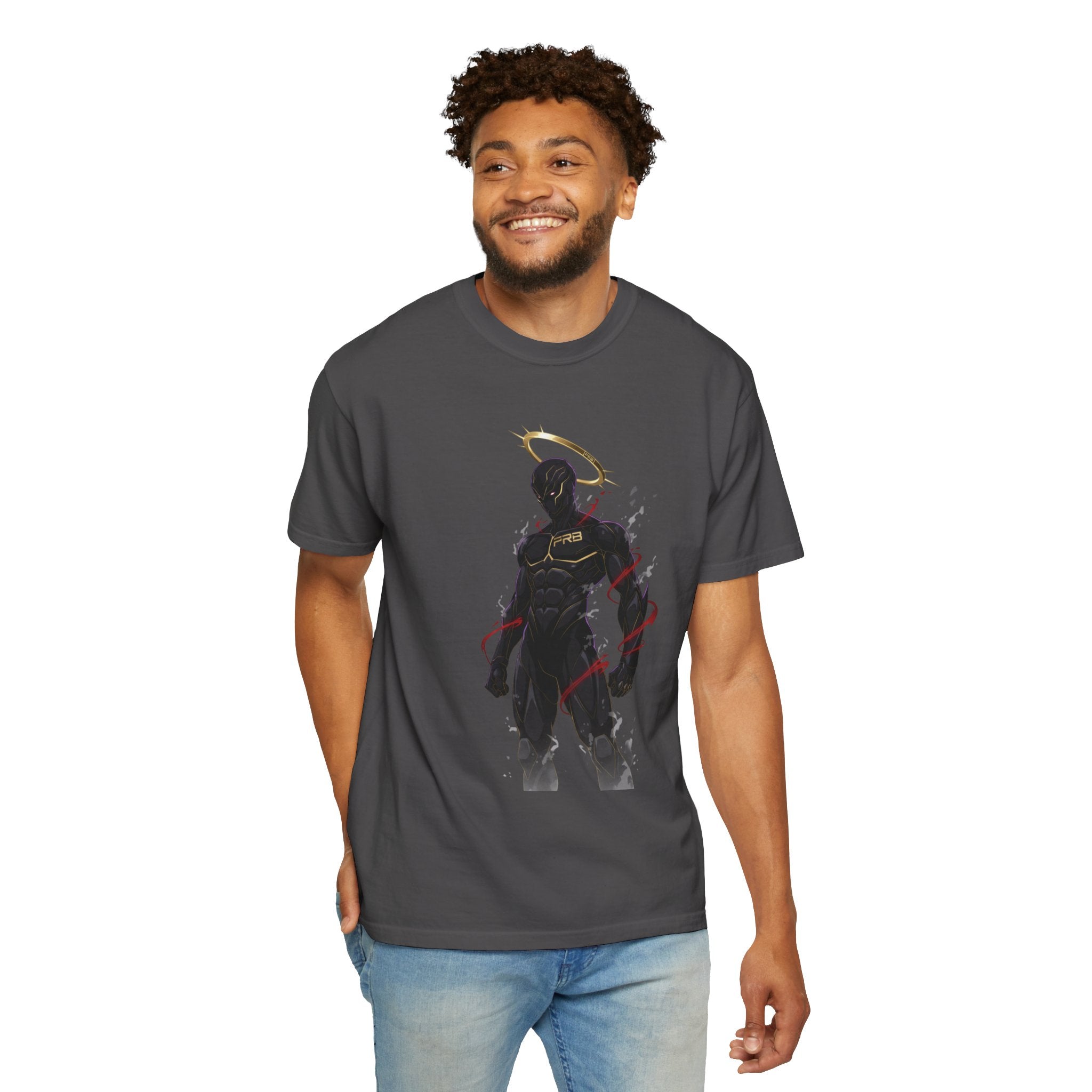 PRB Shadow Hero Graphic T-Shirt — Haloed Vigilante Illustration by Power Runs Black