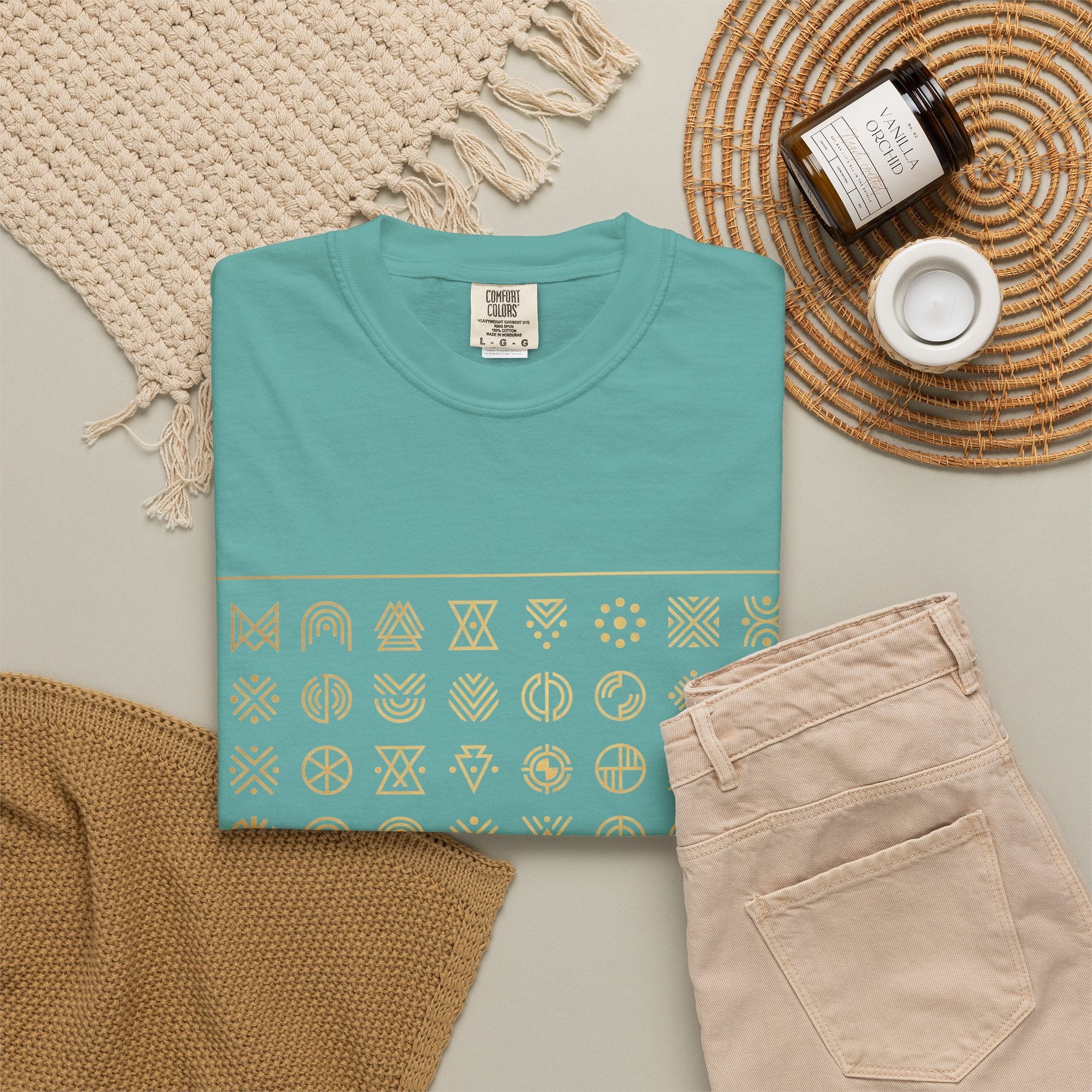 Power Runs Black PRB Symbol Grid T-Shirt — Minimal Gold Icon Graphic Tee by Printify