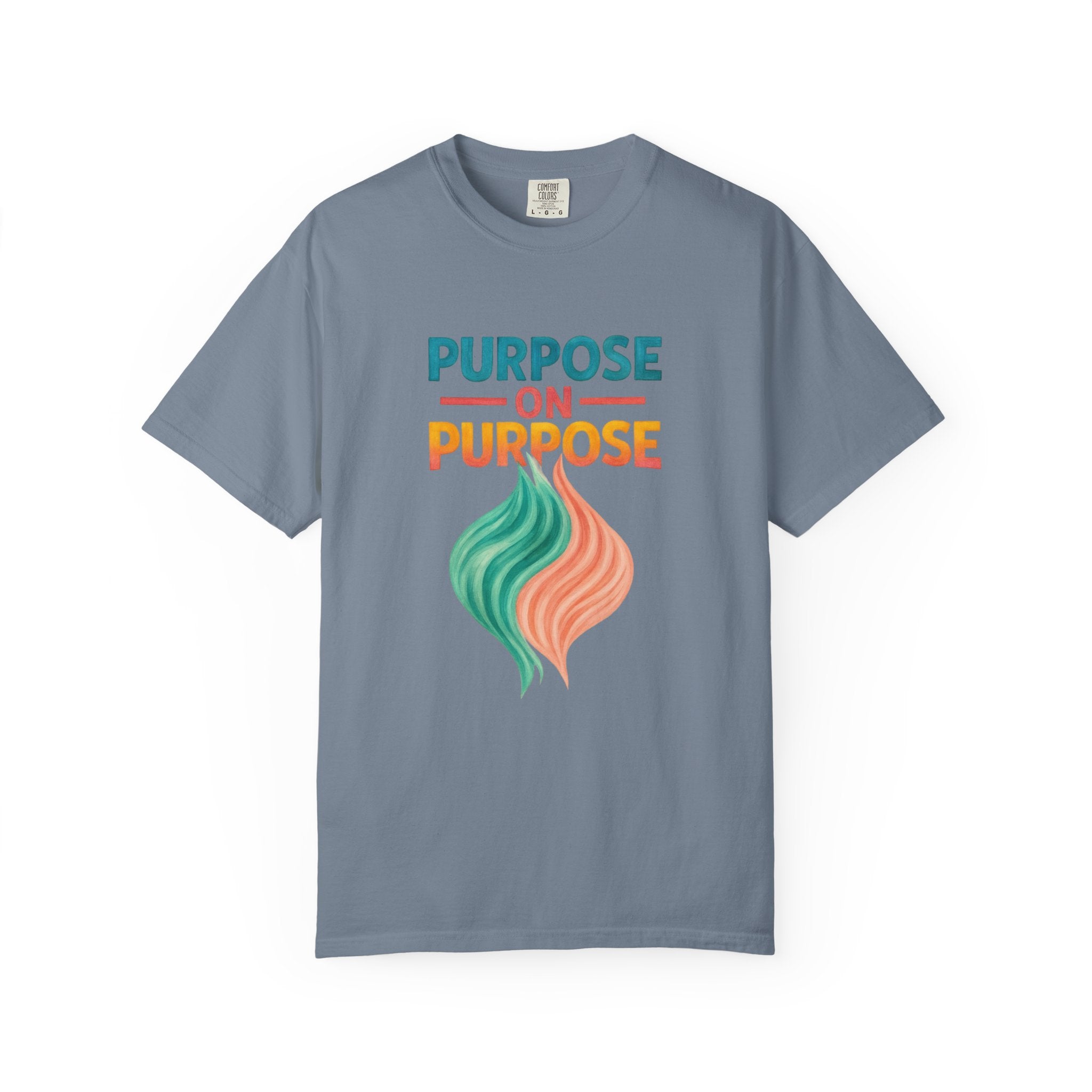 PRB Purpose On Purpose T-Shirt — Inspirational Graphic Tee with Abstract Wave Design by Power Runs Black