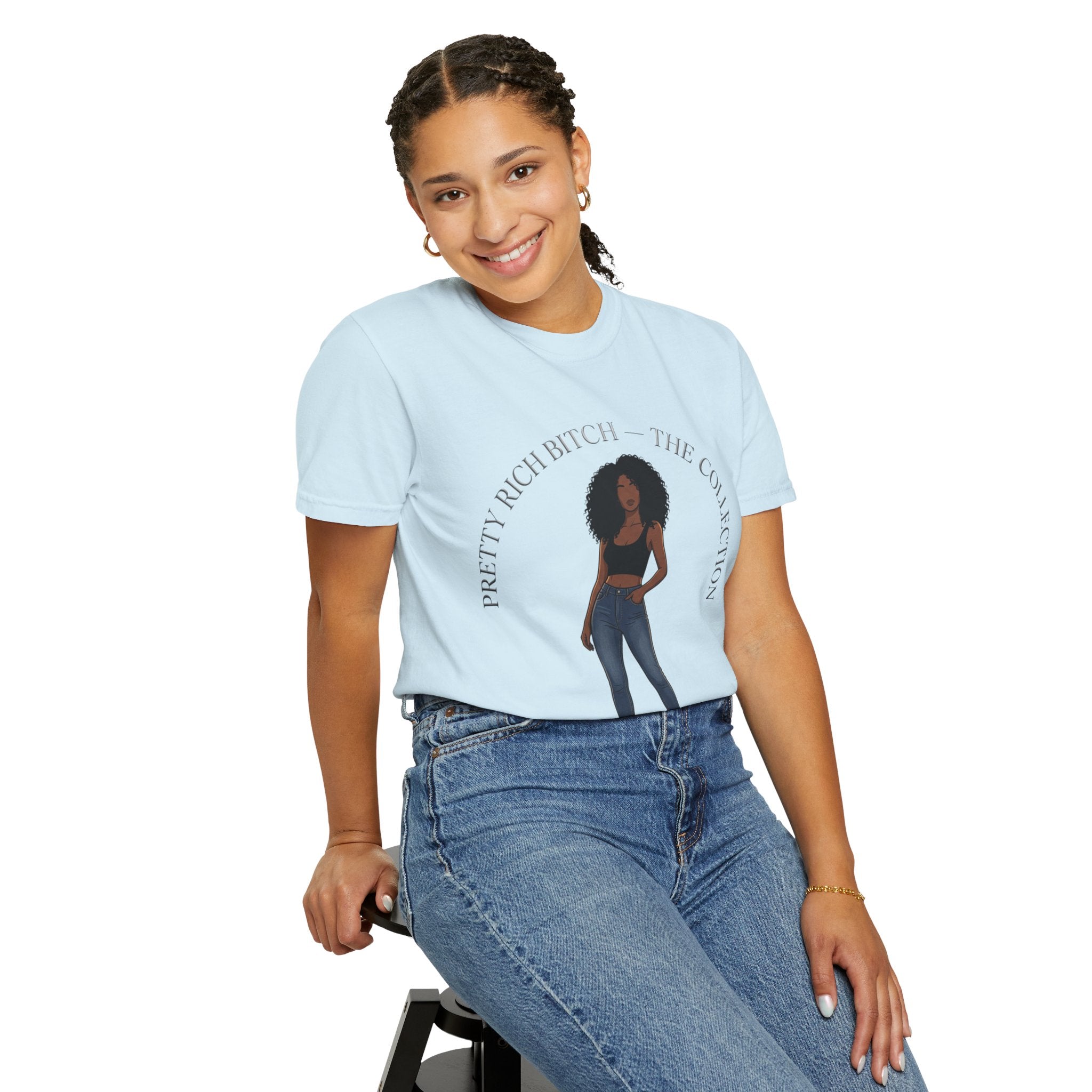 Pretty Rich Bitch The Collection by PRB Graphic Tee (Afro Curly Woman) by Power Runs Black