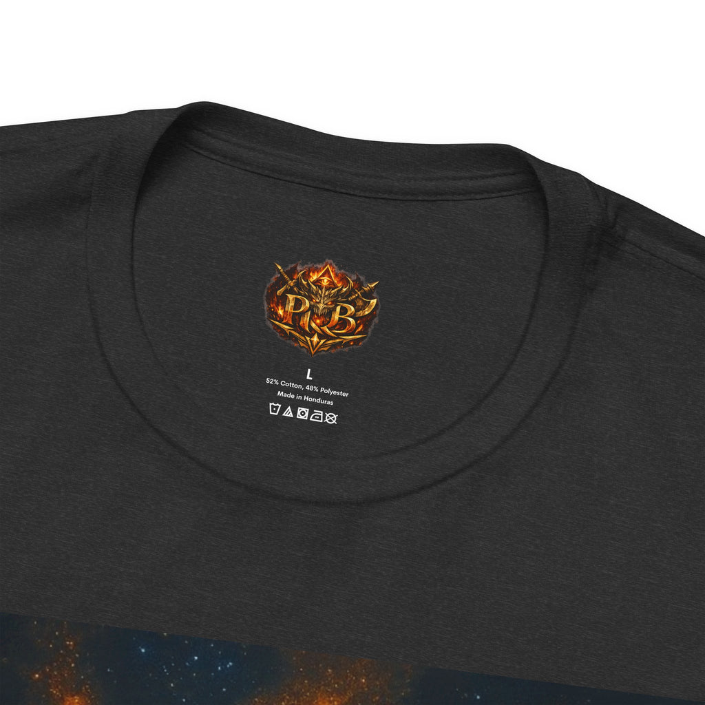 Power Runs Black PRB The Starbound Seven Tee – Retro Cosmic Superhero Poster Shirt by Power Runs Black