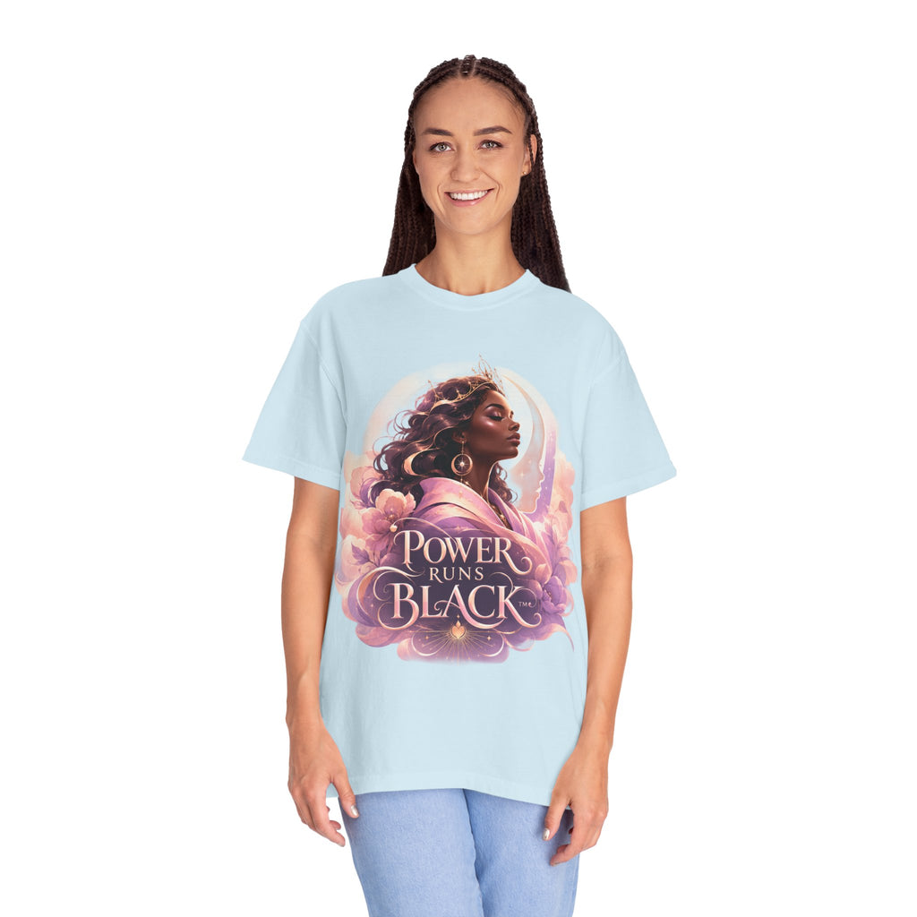 Power Runs Black graphic tee | Black woman portrait, Afro empowerment shirt by Power Runs Black
