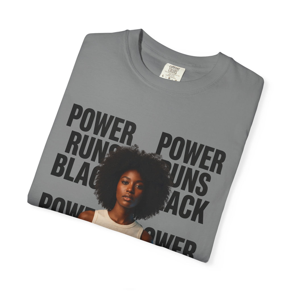 PRB Power Runs Black T-Shirt — Empowerment Portrait Tee by Power Runs Black