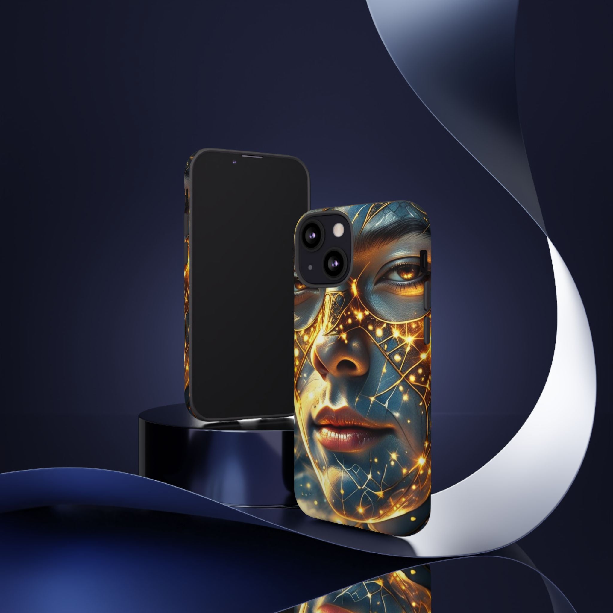 PRB Galactic Portrait Tough Case | Cosmic Face Phone Case, Starry Nebula Design by Power Runs Black