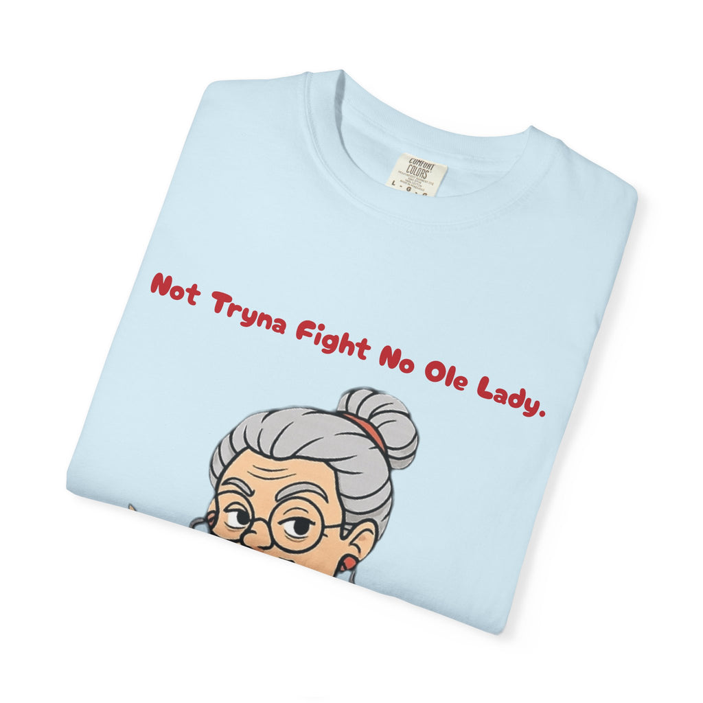 PRB Not Tryna Fight No Ole Lady T-shirt | Funny Grandma Graphic Tee by Power Runs Black