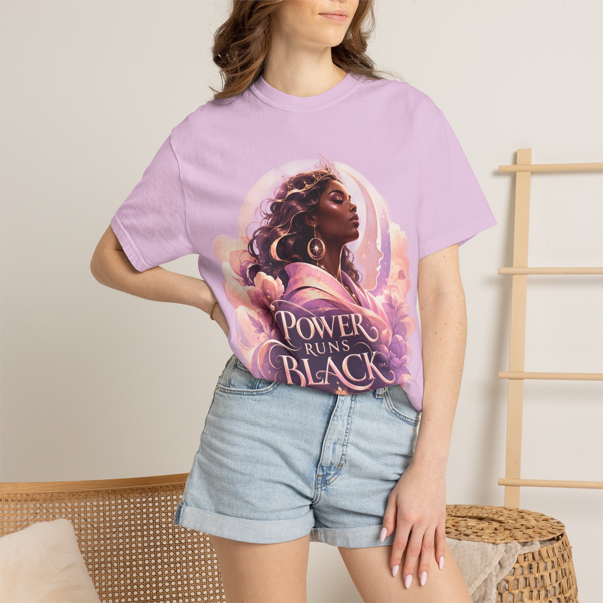 Power Runs Black graphic tee | Black woman portrait, Afro empowerment shirt by Power Runs Black