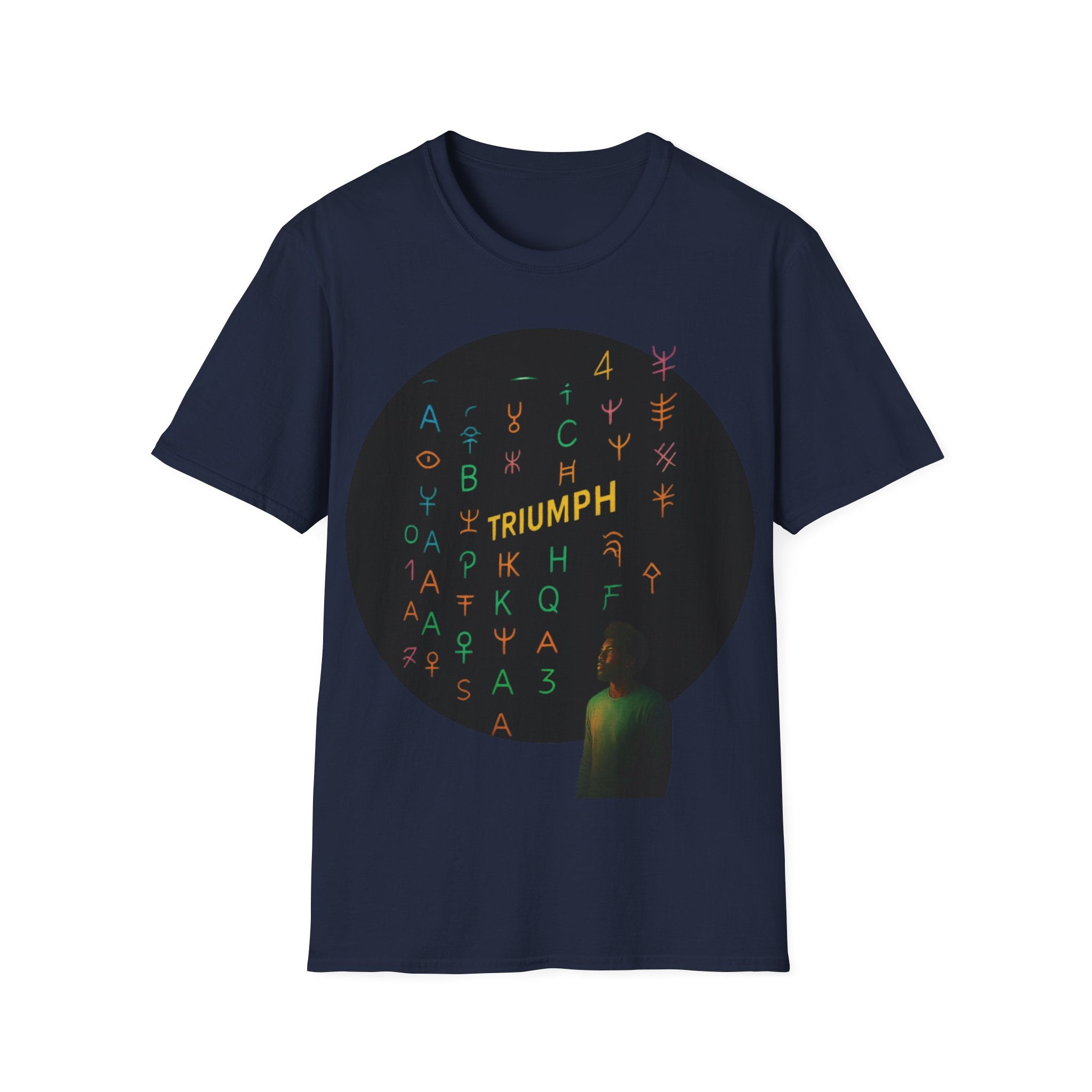 PRB Triumph Afro Hair Silhouette T-Shirt | Black Hair Alphabet Design by Power Runs Black