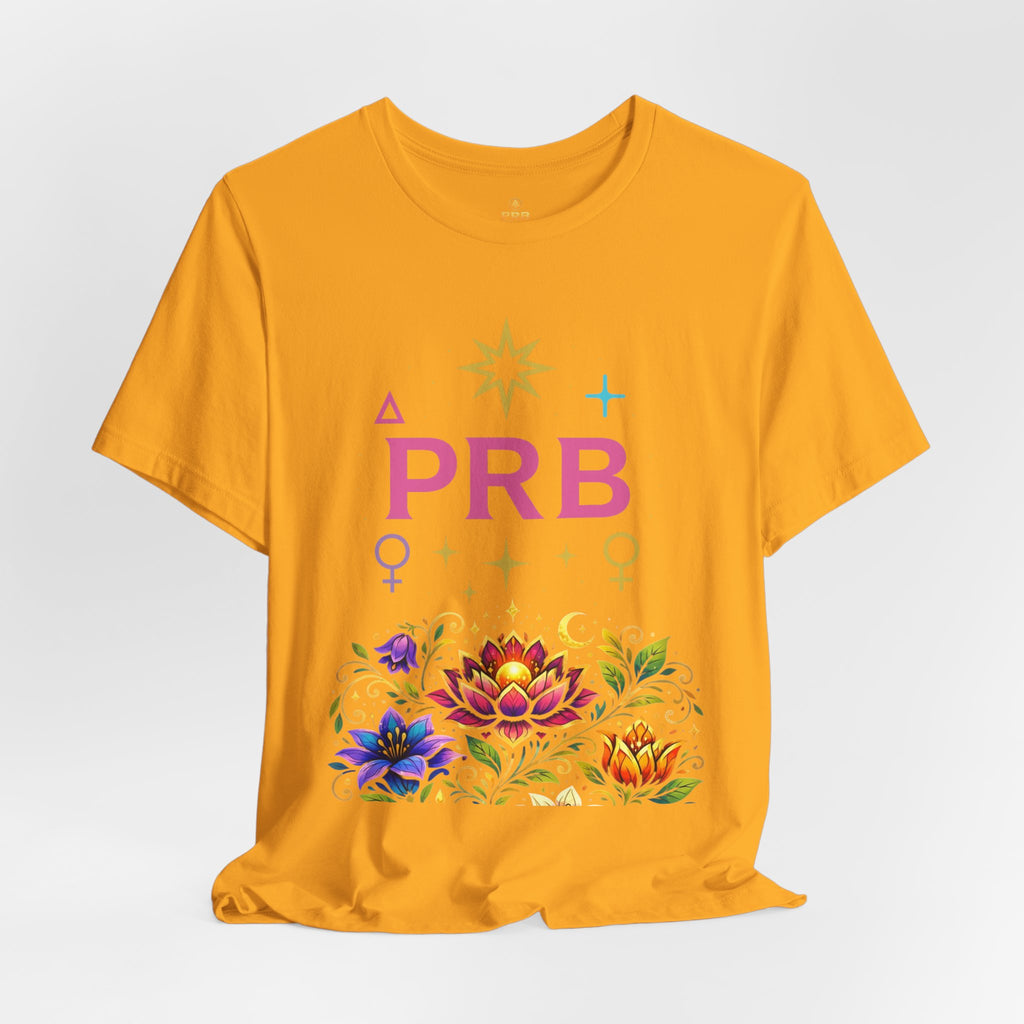 Pretty Rich Bitch The Collection by PRB Floral Lotus T‑Shirt — Colorful Spiritual Symbol Tee by Power Runs Black