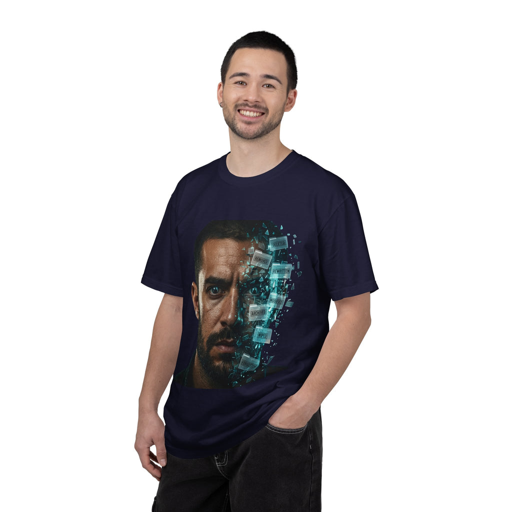 Syndication Loop Cyberpunk Portrait Tee — Tech-Noir Graphic T-Shirt | Power Runs Black by Printify