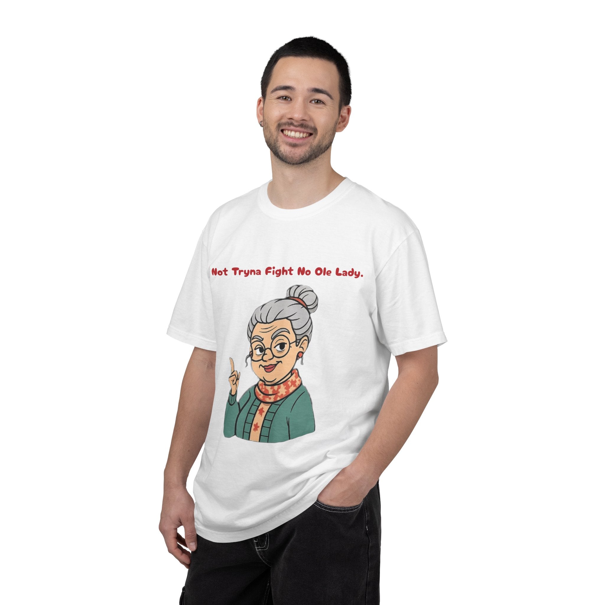 PRB Not Tryna Fight No Ole Lady T-shirt | Funny Grandma Graphic Tee by Power Runs Black