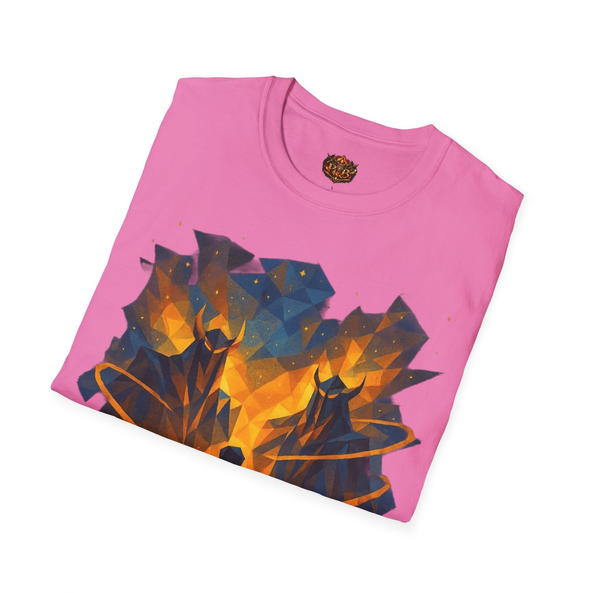 PRB Flame Silhouette Warrior T-Shirt | Fiery Geometric Backdrop by Power Runs Black