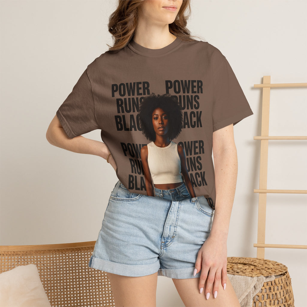 PRB Power Runs Black T-Shirt — Empowerment Portrait Tee by Power Runs Black