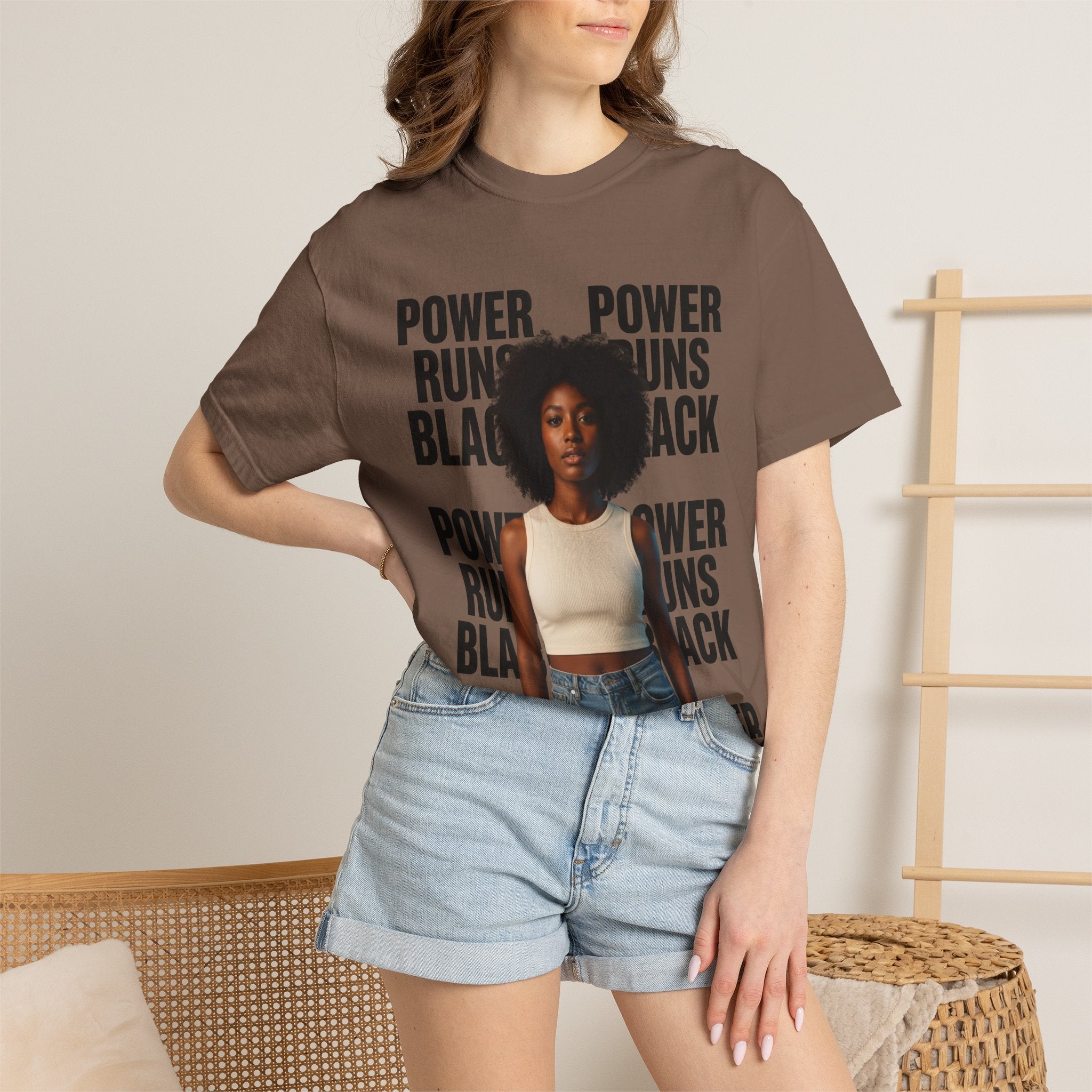 PRB Power Runs Black T-Shirt — Empowerment Portrait Tee by Power Runs Black