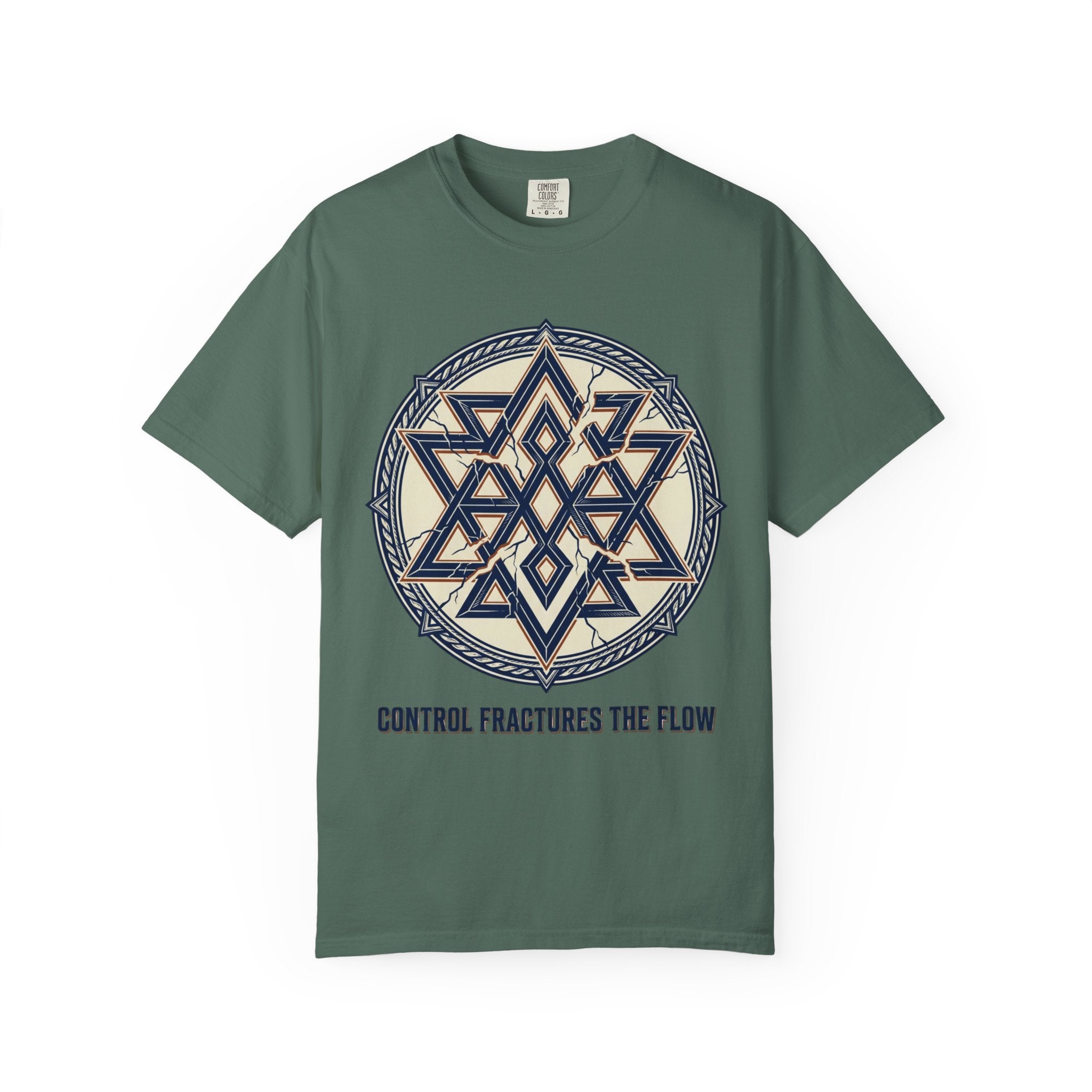 Power Runs Black PRB Geometric Star Mandala T-Shirt — "Control Fractures the Flow" Graphic Tee by Power Runs Black