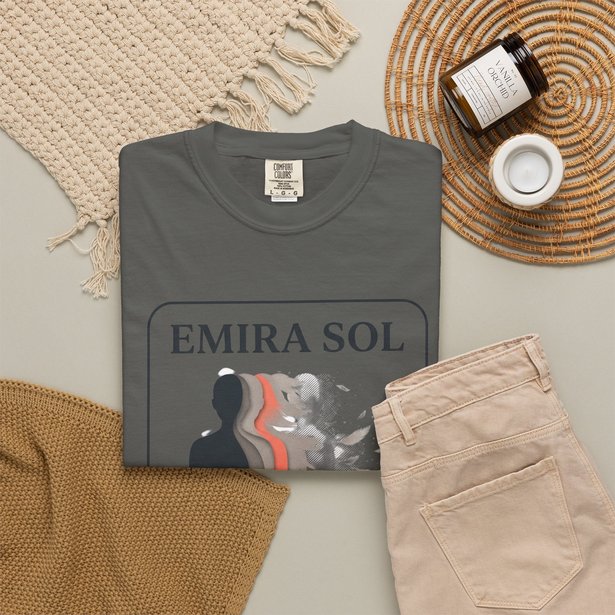 Power Runs Black PRB Emira Sol Graphic T-Shirt — Silhouette Art "Release Shadows" Tee by Printify
